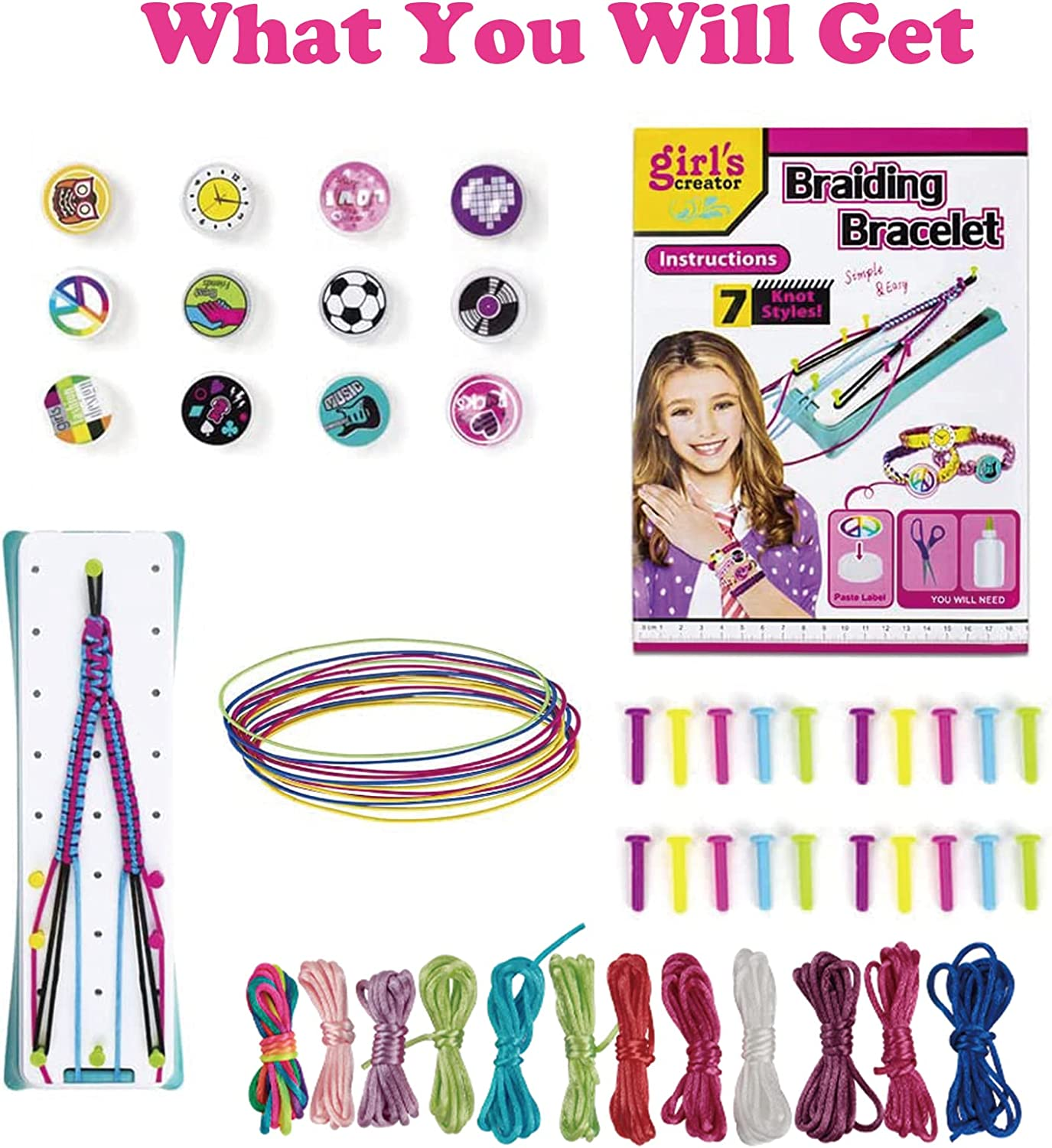 CYZAM Friendship Bracelet Making Kit for Girls, DIY Jewelry Arts Craft Gifts Toys, Friendship Bracelet String Making Kit for Travel Activities Supplies, Toys for Teen Girls Age 6 7 8 9 10 11 12 image number 2