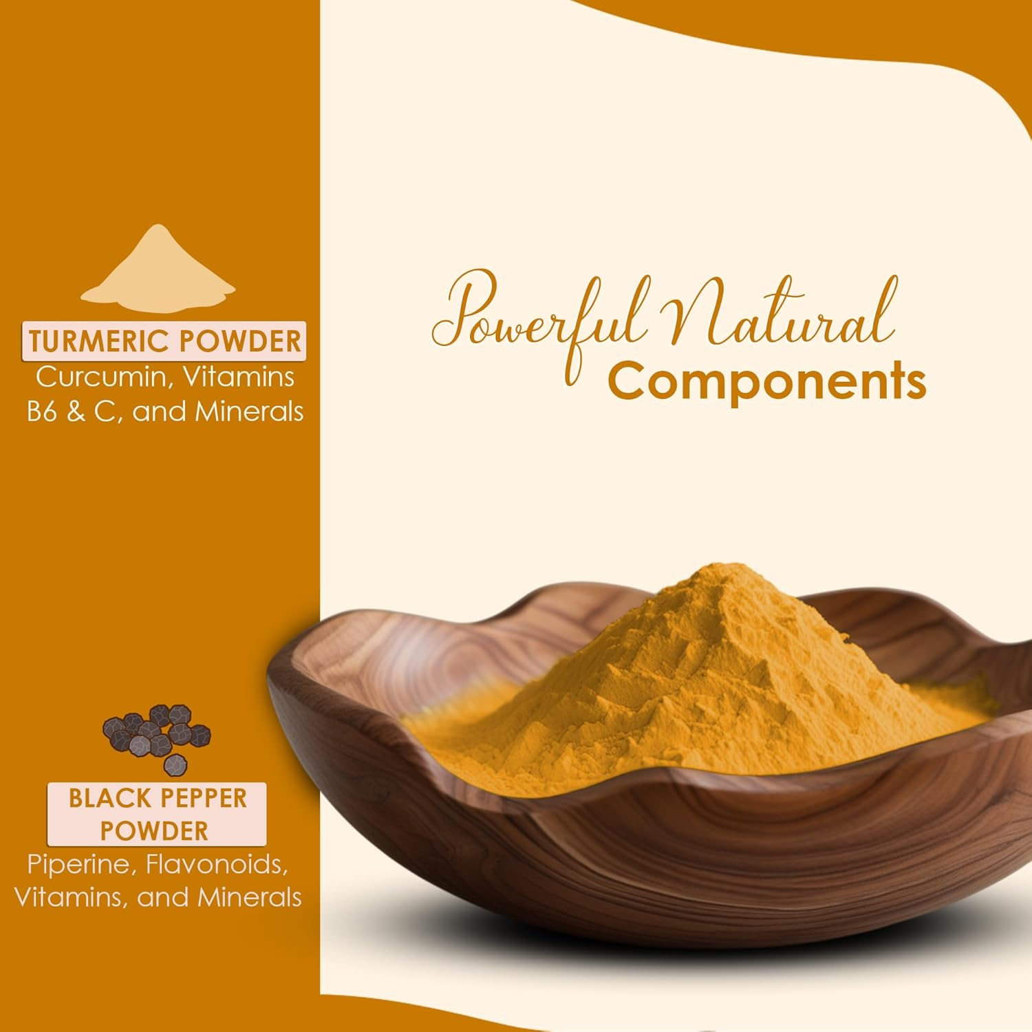 Turmeric Black Pepper Powder by Mi Nature | Curcuma Longa with Piper Nigrum |Pure & Natural| Free from Chemical Preservatives& Cruelty| Vegan, Gluten-Free, Non-Gmo | 454 Gram, 1 Lb (16.01 Oz)