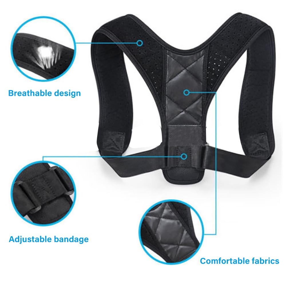 Posture Corrector ，Adjustable Back Brace Shoulder Brace for Female, Male and Adolescent Back Posture Correction to Relieve Shoulder Pain, Comfortable Neck and Upper Clavicle Support Device image number 3