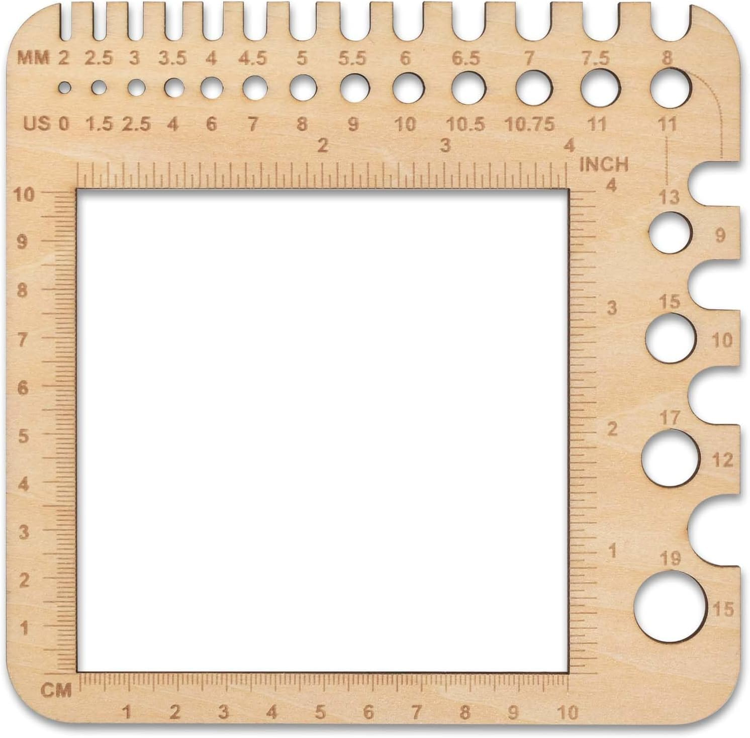 Square Wood Knitting Gauge Ruler, 1Pc Square Wood Knitting Gauge Ruler, Wooden Yarn Gauges Tool image number 3