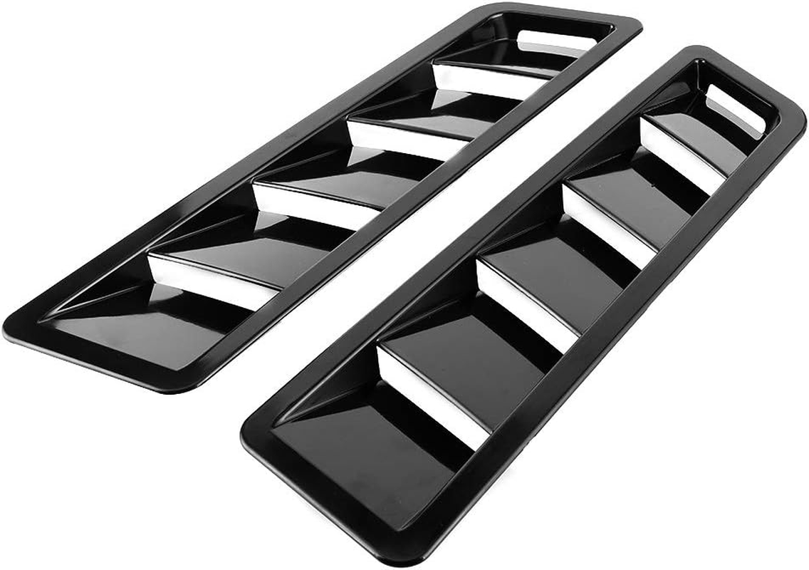 2Pc Hood Vent Air Flow Intake Side Scoop Hood Cover Car Decorative ABS Universial on Car SUV Truck Black image number 4