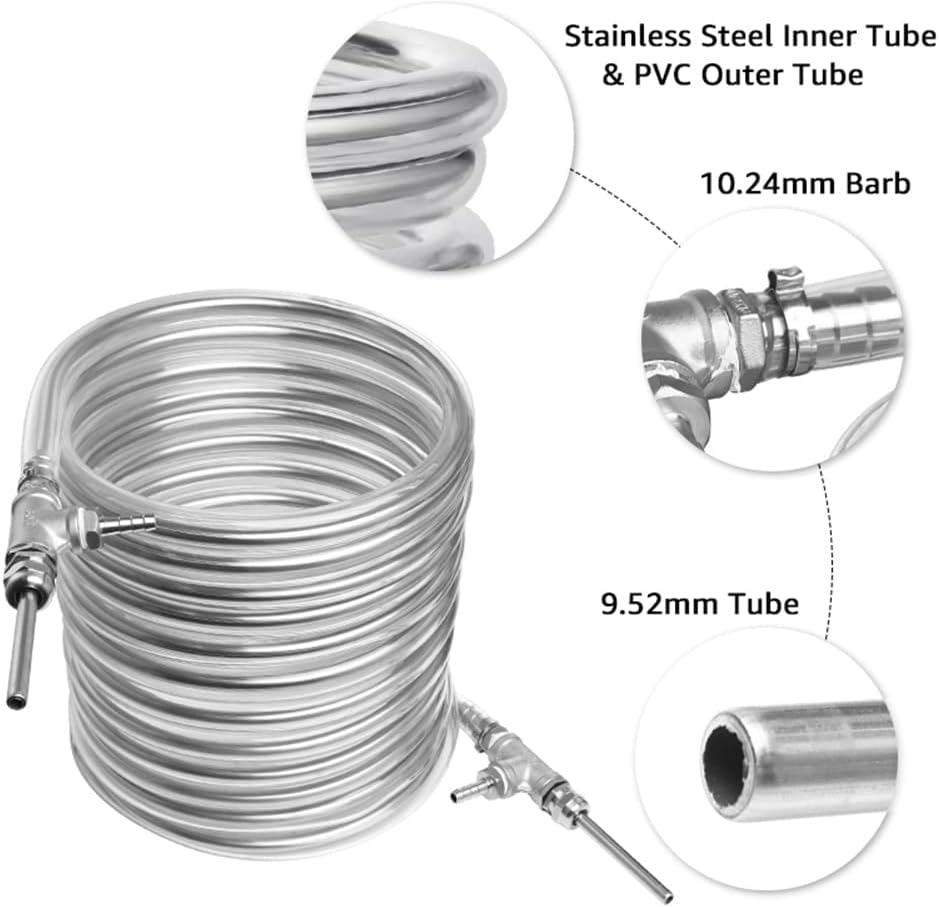 Wort Chiller, Counterflow Wort Chiller Stainless Steel Cooling Tube Heat Exchanger Coolingcoil image number 6