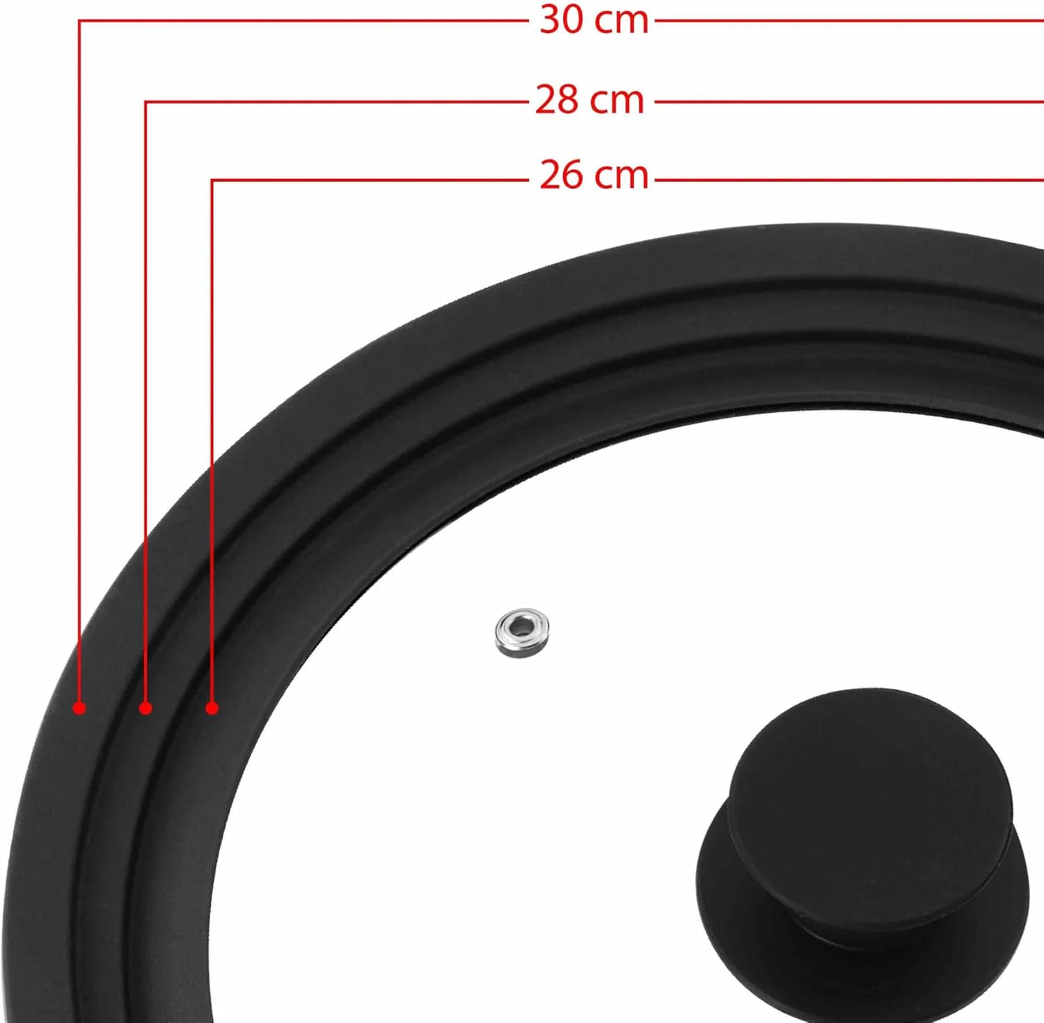 Kleva Range Universal Perfect Pro Pan Lid. Fits Any Size Pan 26-30Cm! Universal Glass Pot Lid W. Silicone Rim. Pot Cover for 26Cm, 28Cm & 30Cm Cookware. Heat-Resistant, Shatterproof (26-30Cm) image number 1