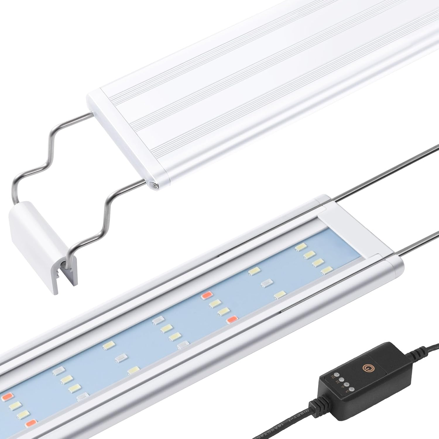 LED Aquarium Light with Timer, Full Spectrum LED Aquarium Plant Light, Classic LED Fish Tank Light with RGB Leds, with Stable Extendable Brackets (30-50Cm)