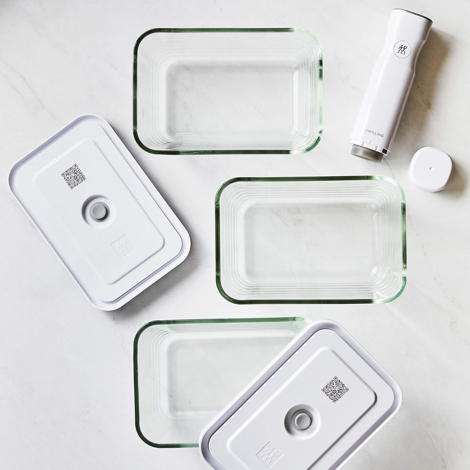 Zwilling Vacuum Box Set S/M/L / 3-Piece Glass White Fresh & Save