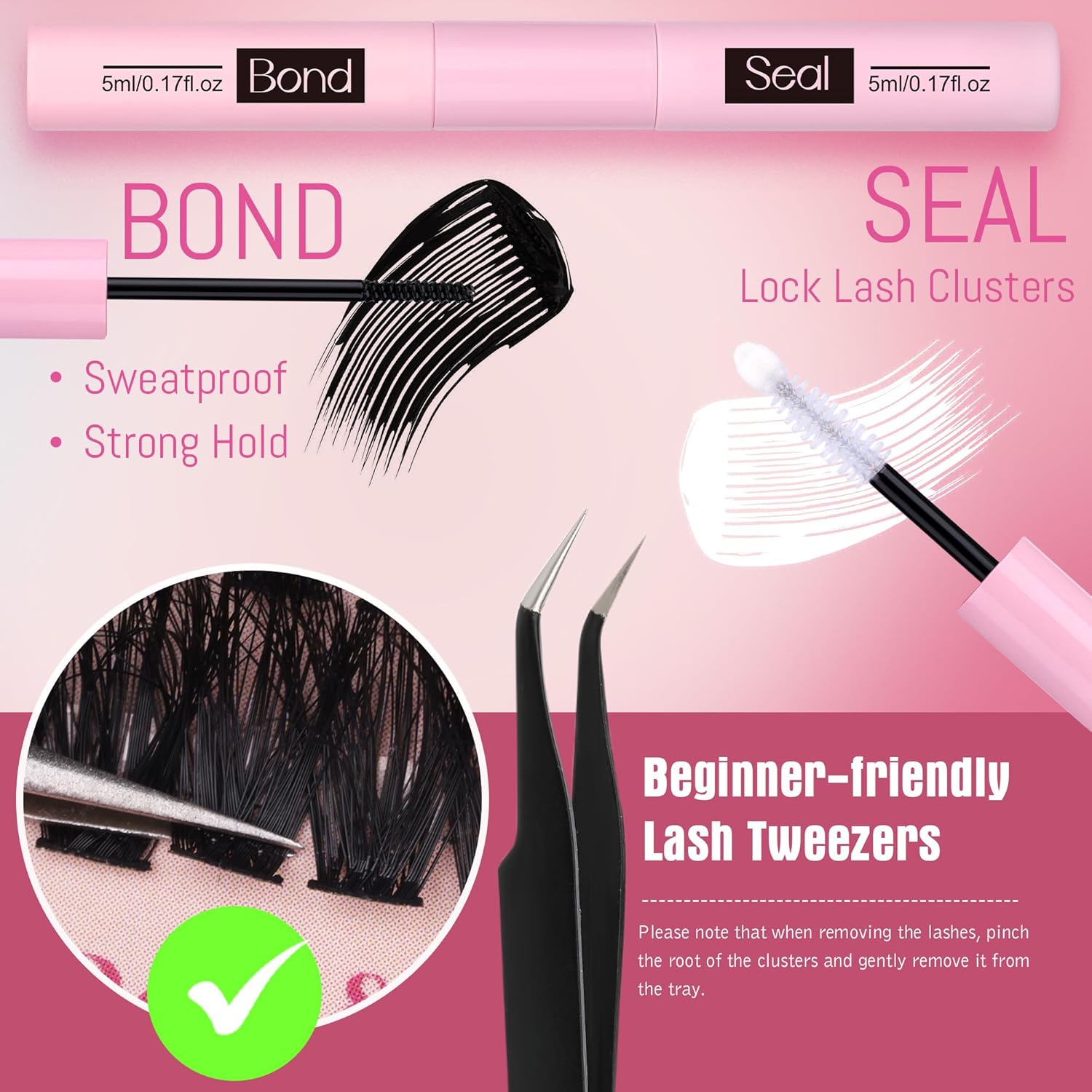 EYDEVRO Fluffy Lash Clusters Kit 80D100D Volume Lash Extension Kit 280 Pcs Left/Right Cluster Eyelash Extension Kit D Curl Thick Mega Lash Clusters with Waterproof Lash Bond and Seal and Lash Tweezers image number 5