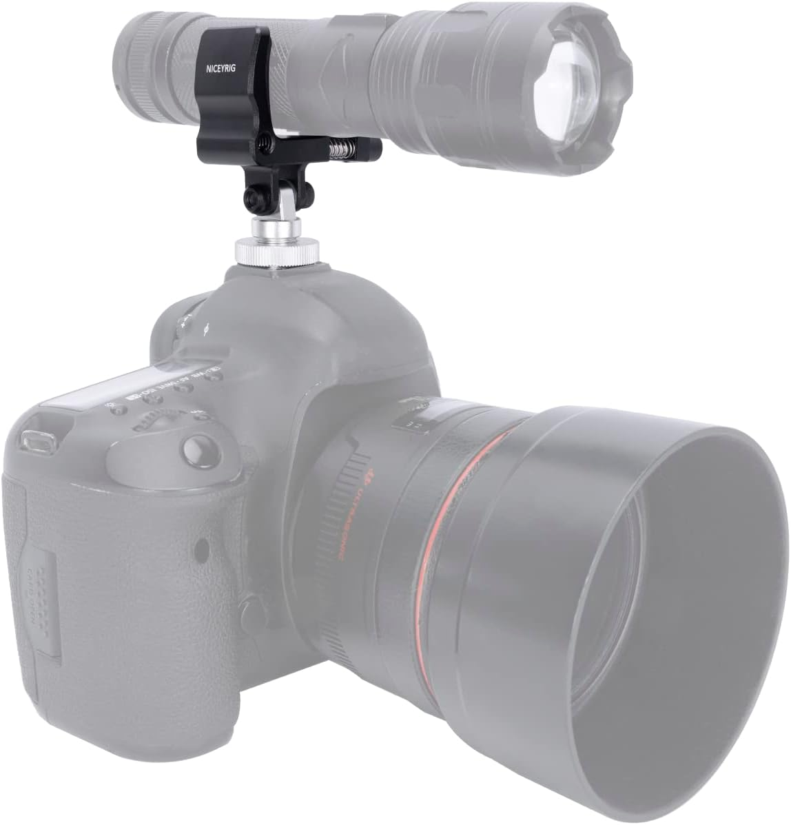 Niceyrig Shockproof Shotgun Microphone Holder Aluminum Alloy Clamp with Cold Shoe Adaptor, LED Flashlight Holder (18-35 Mm) image number 6