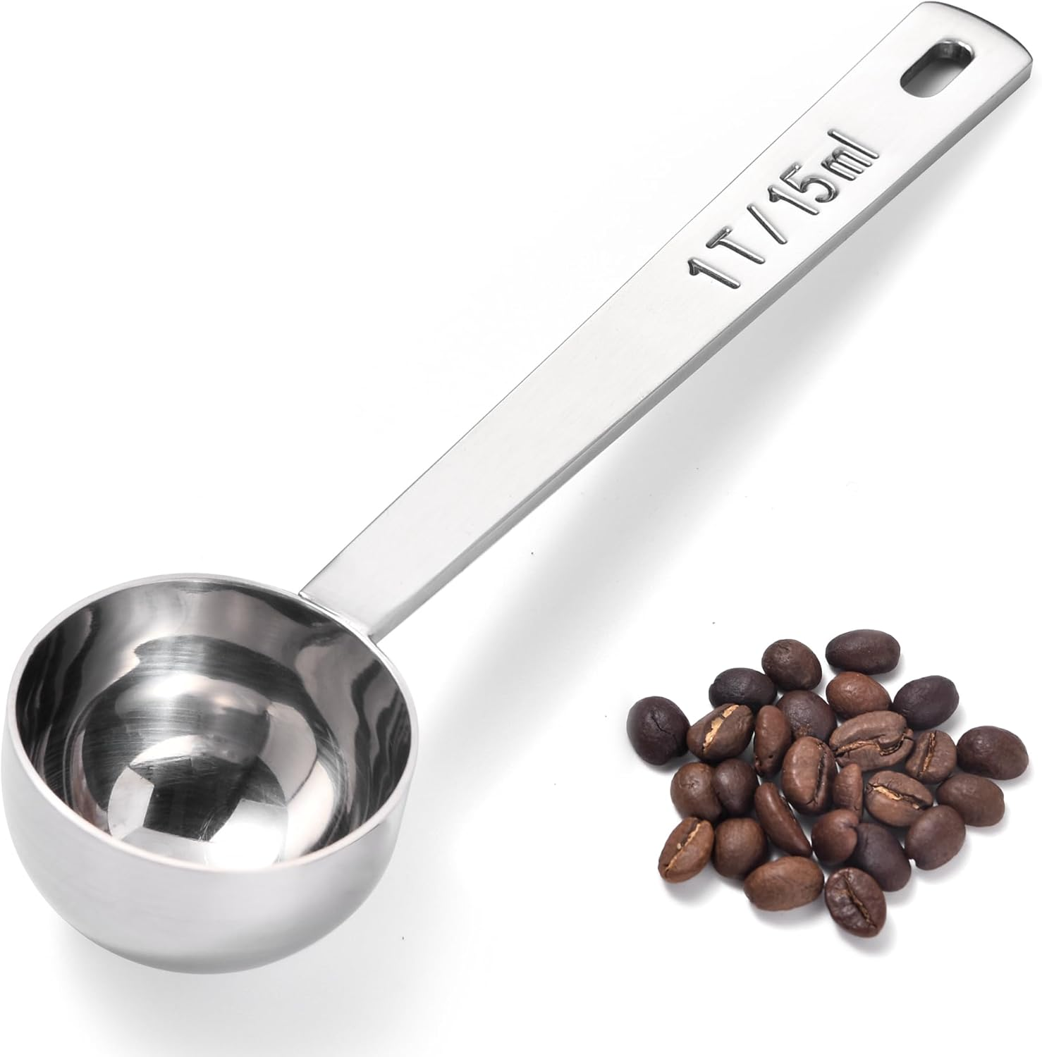 Doosu Metal Coffee Measuring Scoop, Food-Grade 18/8 Stainless Steel Coffee Beans Spoon with 10.8Cm Long Handle, Tablespoon Scooper for Ground Coffee, Espresso, Protein Powders, Tea, Sugar (1 Tbsp) image number 3