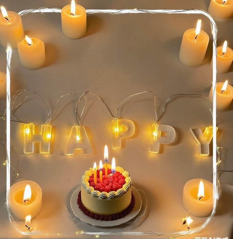 Happy Birthday String Lights, Warm White LED Light up Letter Birthday Party Hanging Decorations Battery Operated Party Decoration, Glow Letters String Light image number 1