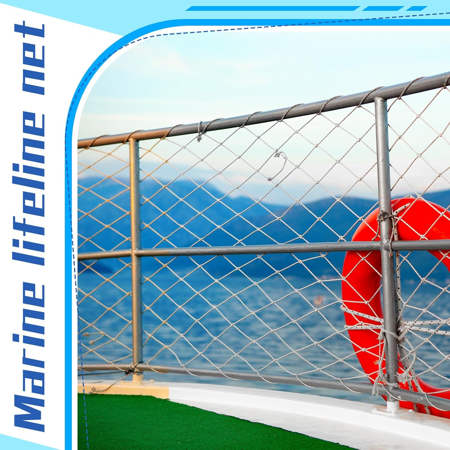 Windyun 1 Pc Boat Safety Lifeline Netting Marine Safety Guardrail Netting Safe Banister Railing Netting Nylon Net Deck Netting for Pets Crews and Equipment Safely on Deck Marine Hardware (50 X 2 Ft) image number 6