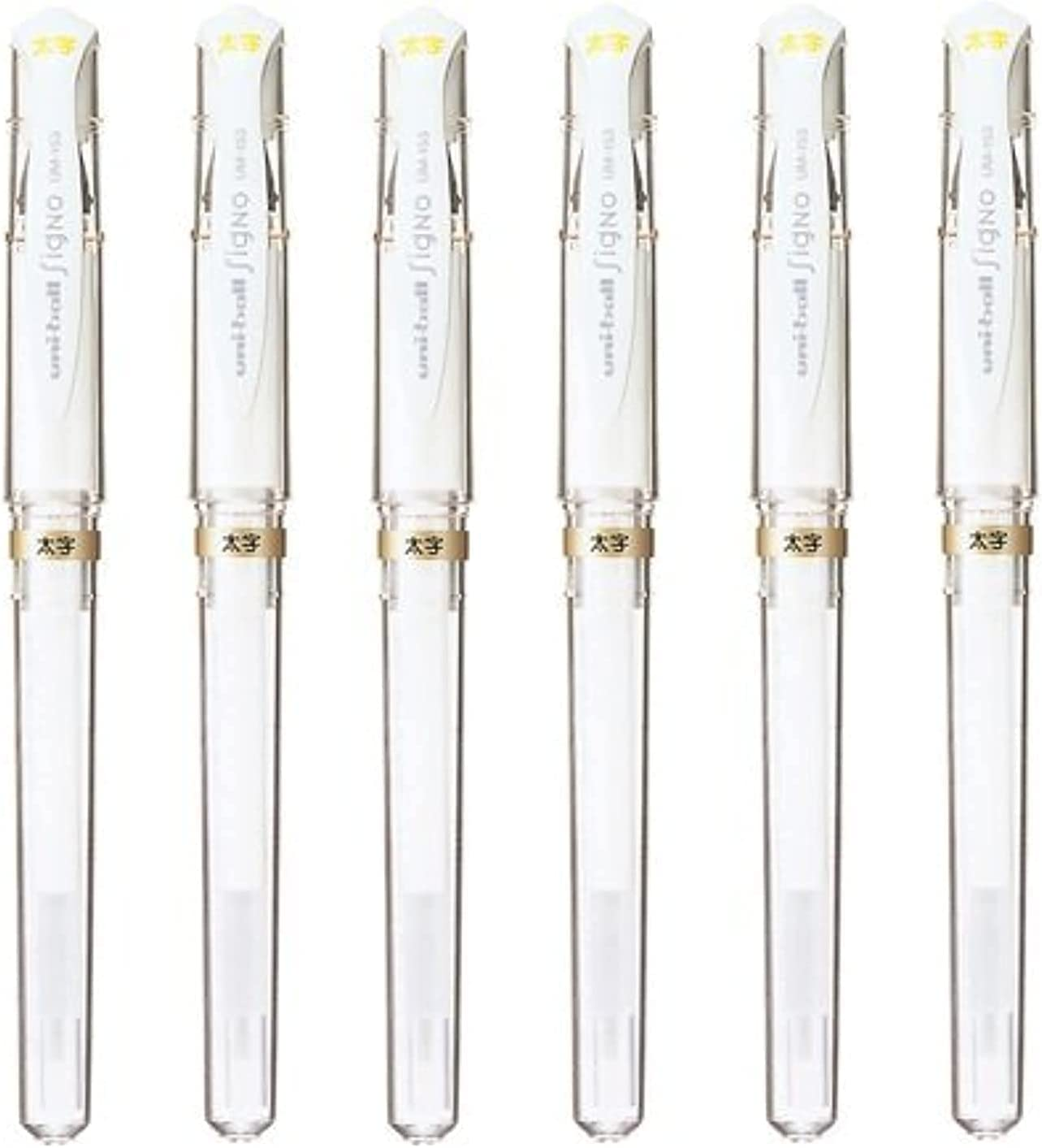 Uni-Ball Signo Broad Point Gel Impact Pen White Ink, 6 Pens per Pack (Japan Import) Komainu-Dou Original Package (2, DESIGN 1) image number 1