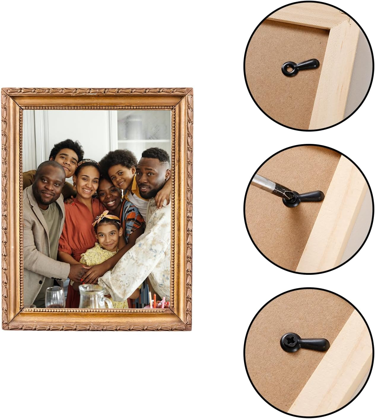 200 Sets Picture Frame Turn Button Fasteners Black Metal Picture Frame Hardware Backing Clips Picture Framing Supplies with 200 Screws for Hanging Pictures, Craft, Photos image number 6