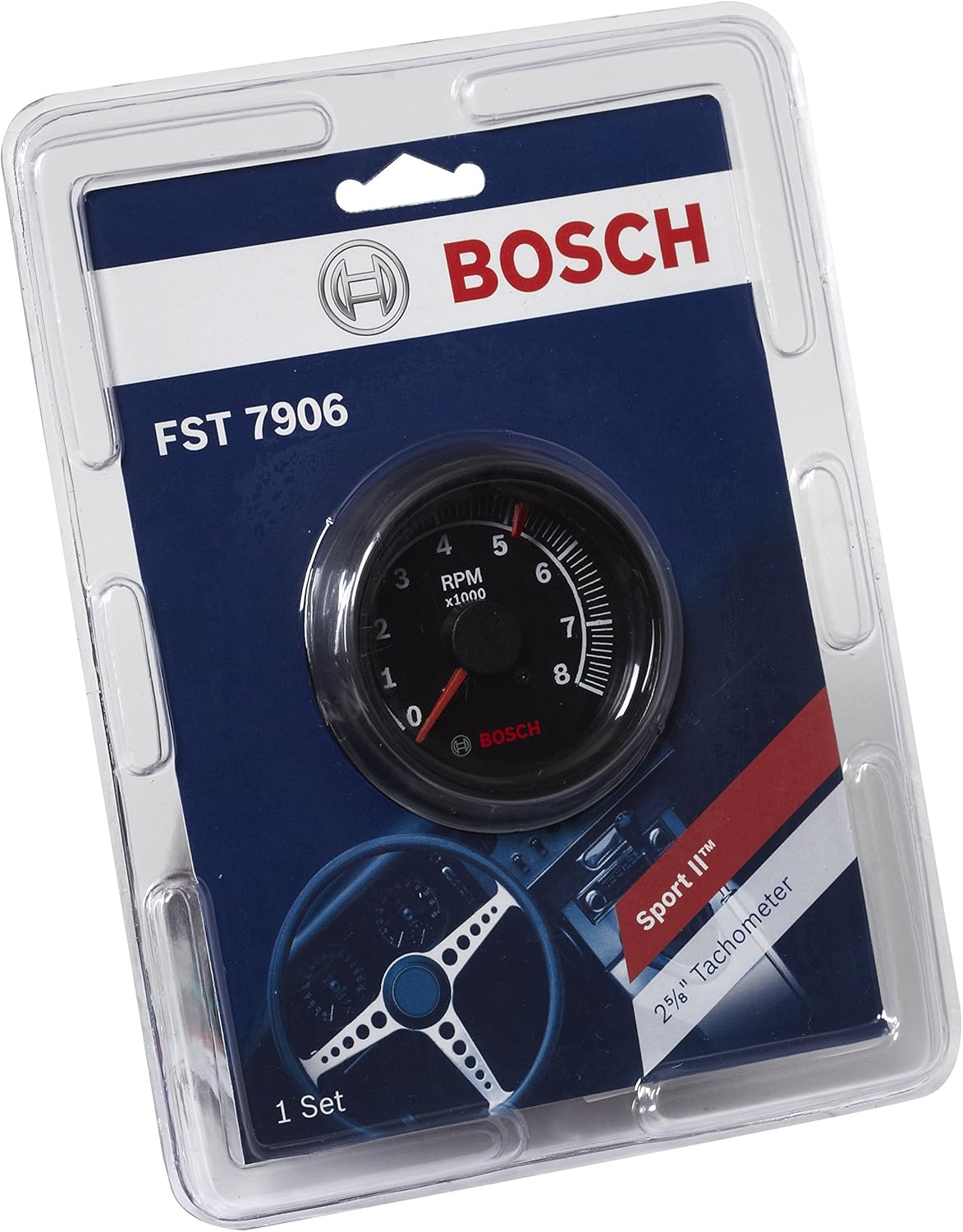 Bosch SP0F000025 Sport II 2-5/8" Tachometer (Black Dial Face, Black Bezel) image number 2