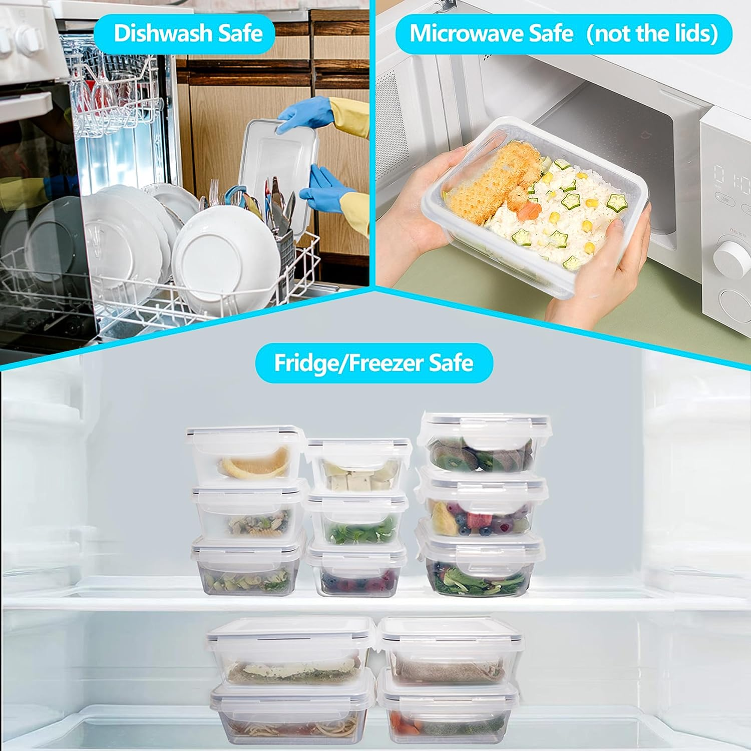Airtight Food Storage Container Set, Fridge Pantry Organiser Ideal for Home & Kitchen Organisation - Meal Prep Containers Lunch Box -100% Leak Proof Lid (16) image number 6