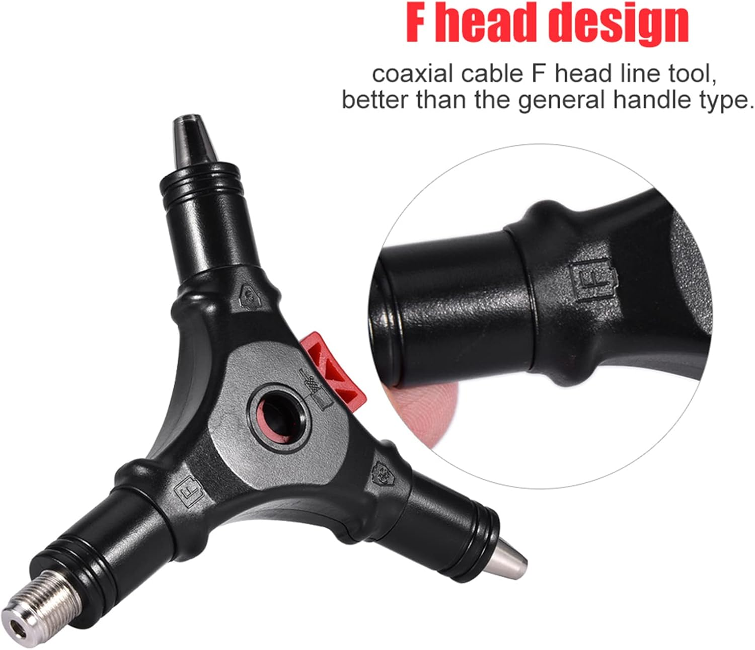 F Head Cable Stripper, Coaxial Compression Tool F Head RG59 RG6 Connector Coax Cable Stripper Flares Braid, Saves Time on Cable TV and Satellite Installations