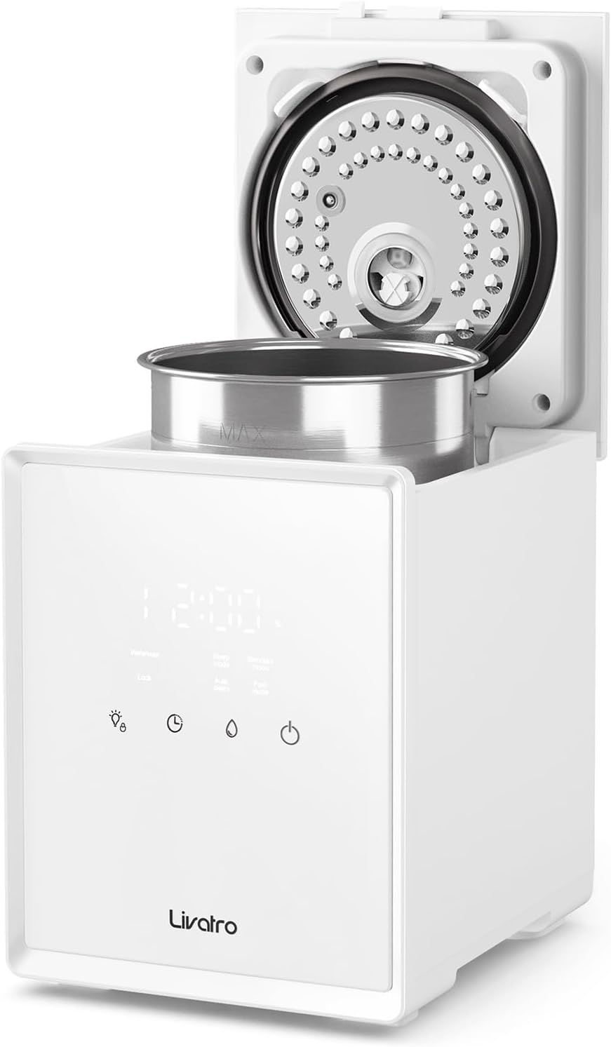 3L Stainless Steel Warm Mist Humidifier with Easy Clean and Warm Steam Function, Healthy Air Mist Humidifiers for Bedroom Living Room, with Sleep Mode and Auto-Off Setting image number 1