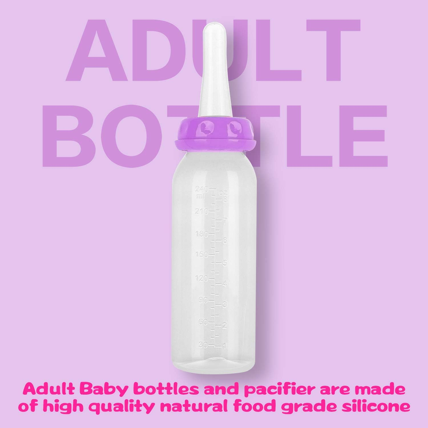 Adult Bottle with Big Sized Pacifier Set (Purple) image number 3