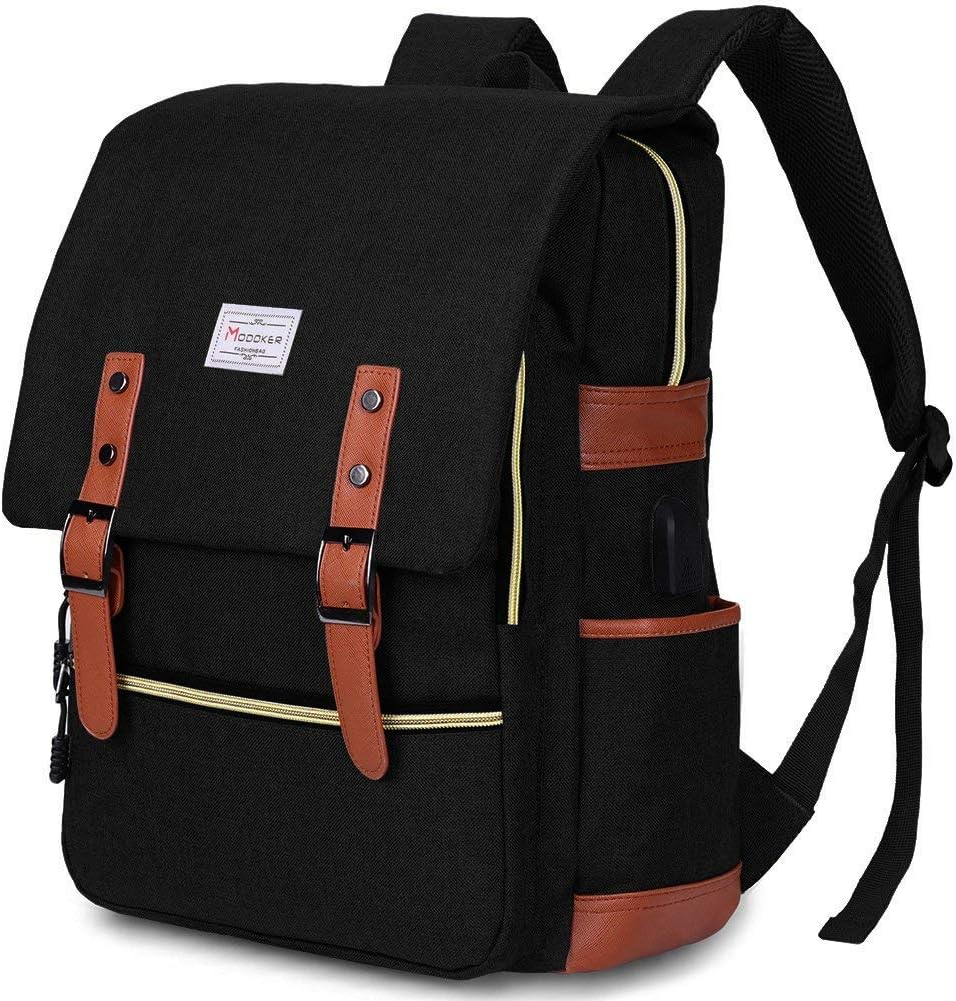 Modoker Vintage Laptop Backpack for Women Men,School College Backpack with USB Charging Port Fashion Backpack Fits 15 Inch Notebook