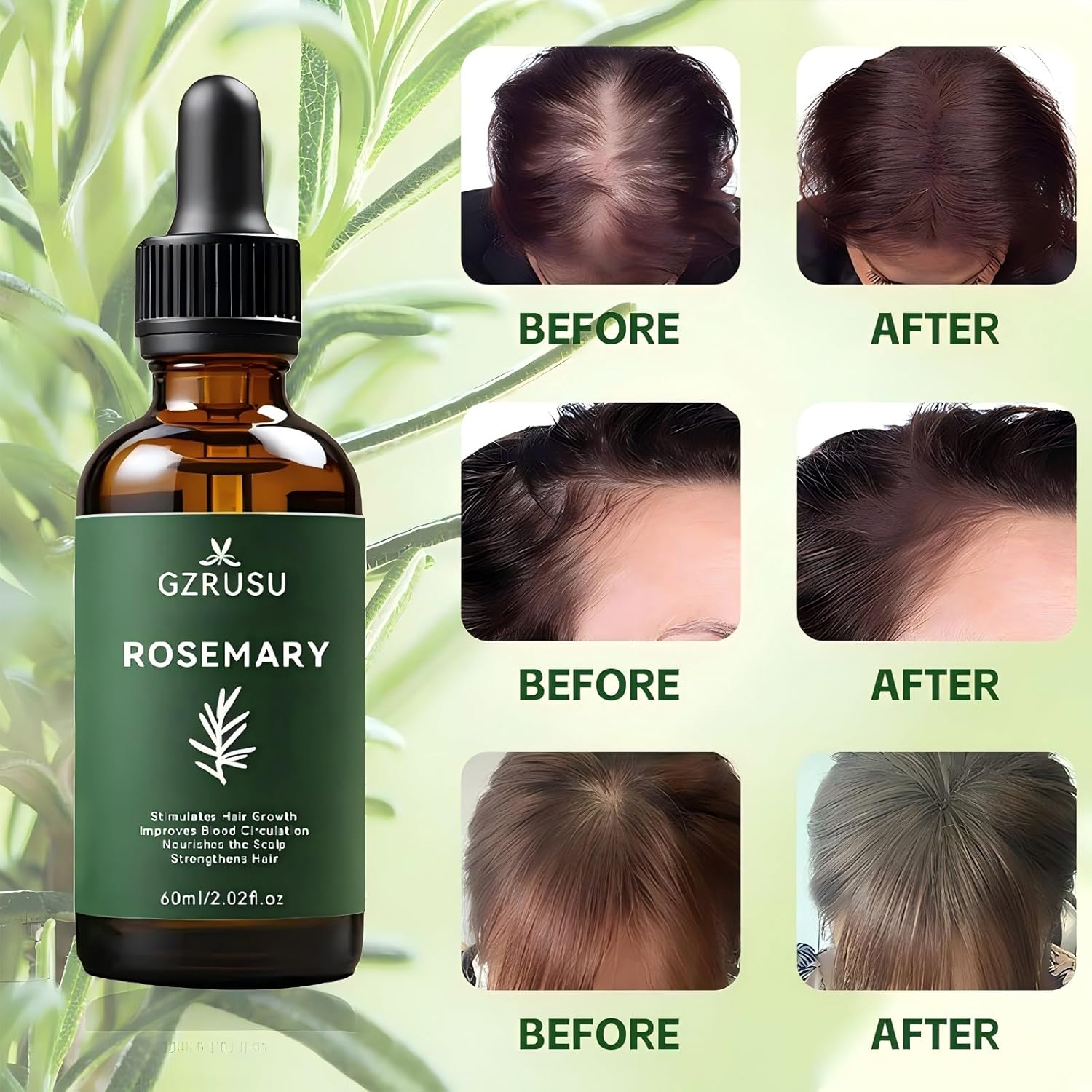 Rosemary Oil for Hair Growth 60Ml, 100% Pure Natural & Organic, Hair Strengthening Treatment | Nourishing & Volumizing for Repair Dry Damaged Hair image number 2