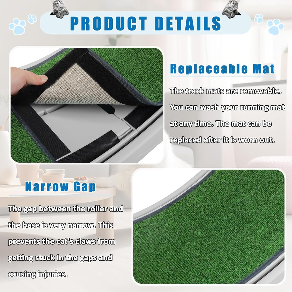 AIMALL Premium Cat Exercise Wheel, Quiet Indoor Running and Climbing Cat Treadmill, Replaceable Track Mat with Narrow Gap, Safety Lock and No-Assembly Snap-On Design, Perfect for Active Cats image number 1