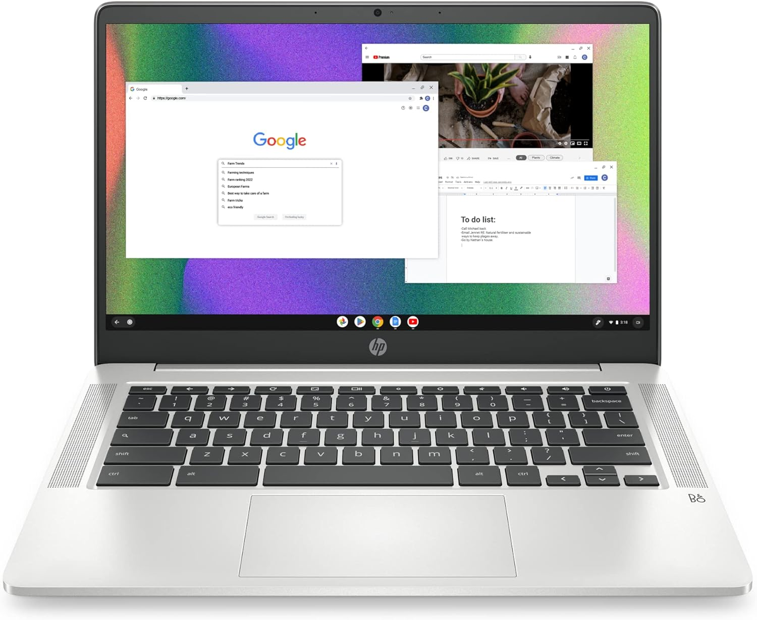 HP Chromebook 14A, 14-Inch HD Display, Intel Processor N100, 4GB RAM, 64GB Emmc, Intel UHD Graphics, Chromeos, Wi-Fi 6E, Bluetooth 5.3, Long Battery Life, Fast Charging, Glacier Silver, A1MT6PA image number 3