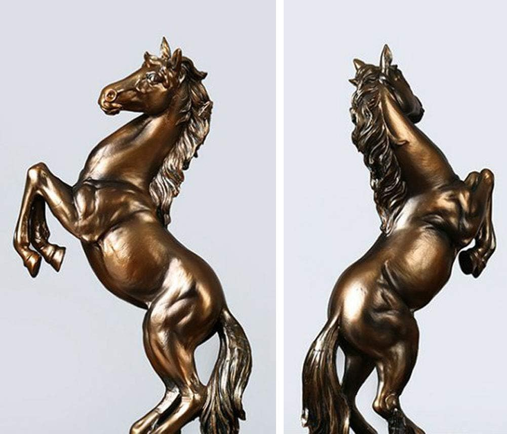 Lependor 12 Inch Standing Horse Resin Statue for Home Decor Animal Ornament Sculpture Rearing Horse Art Figurine Decorative Sculpture - Bronze - Black image number 6