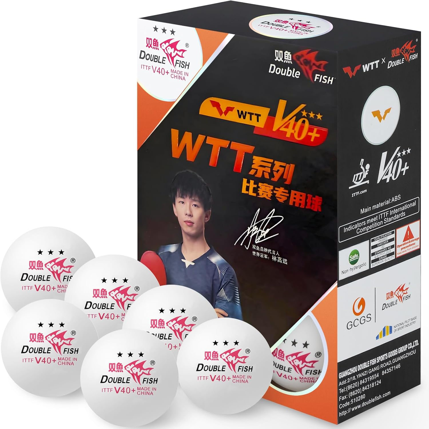 DOUBLE FISH Ping Pong Balls White ITTF Approval Professional 3-Star Ping Pong Ball WTT Smash Offical Table Tennis Balls 40+ABS Training Balls Liu Shiwen Training Competition image number 1