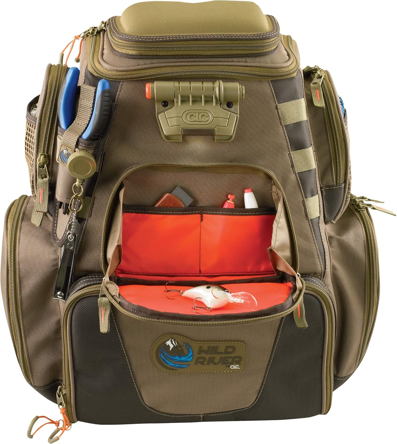 Custom Leathercraft Wild River by CLC WT3604 Tackle Tek Nomad Lighted Backpack & Four PT3600 Trays, Orange, Sand image number 6