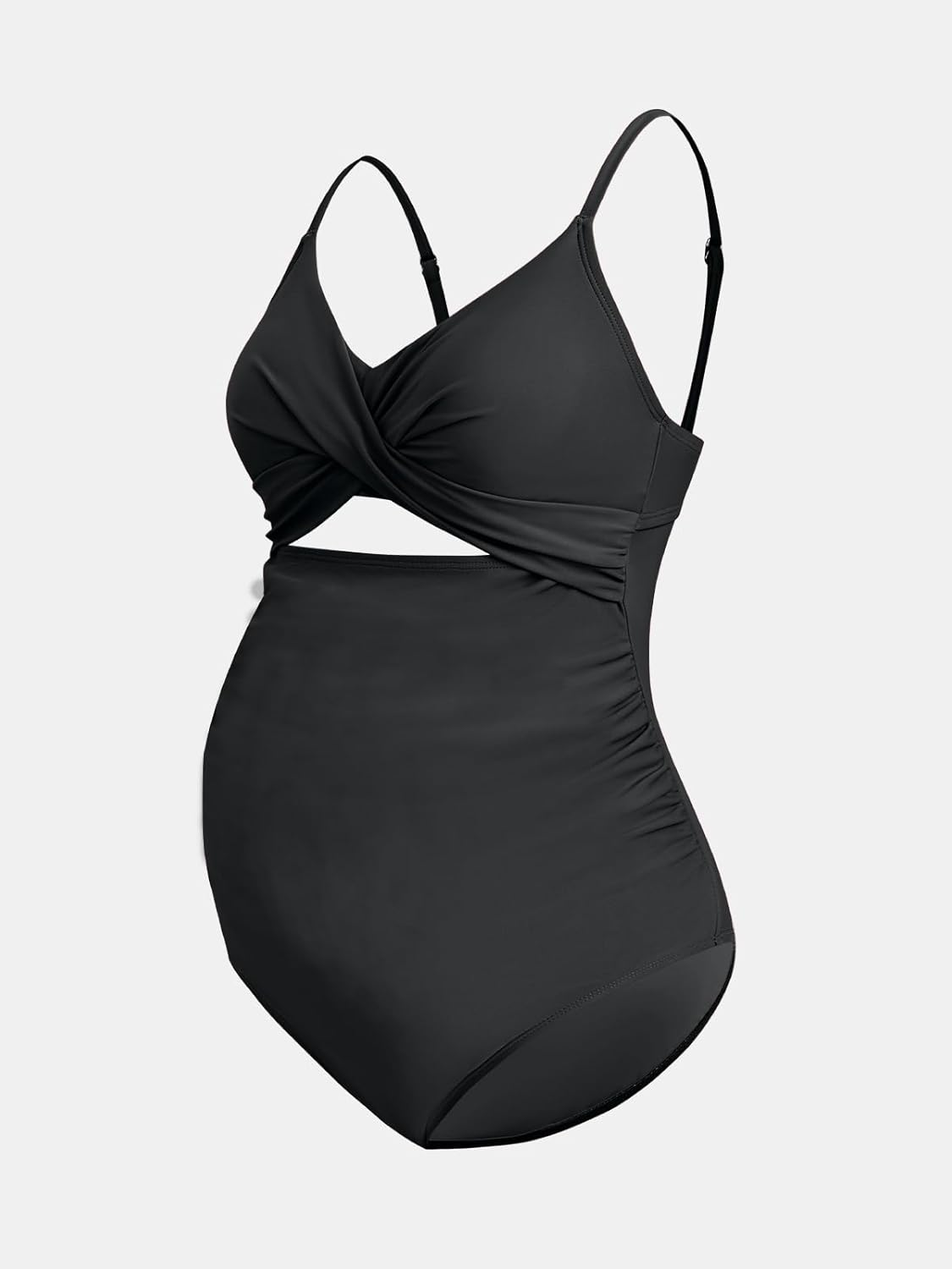 CUPSHE Women'S One Piece Swimsuit Maternity Wrapped Front Ruched Pregnancy Bathing Suit Back Hook Cutout