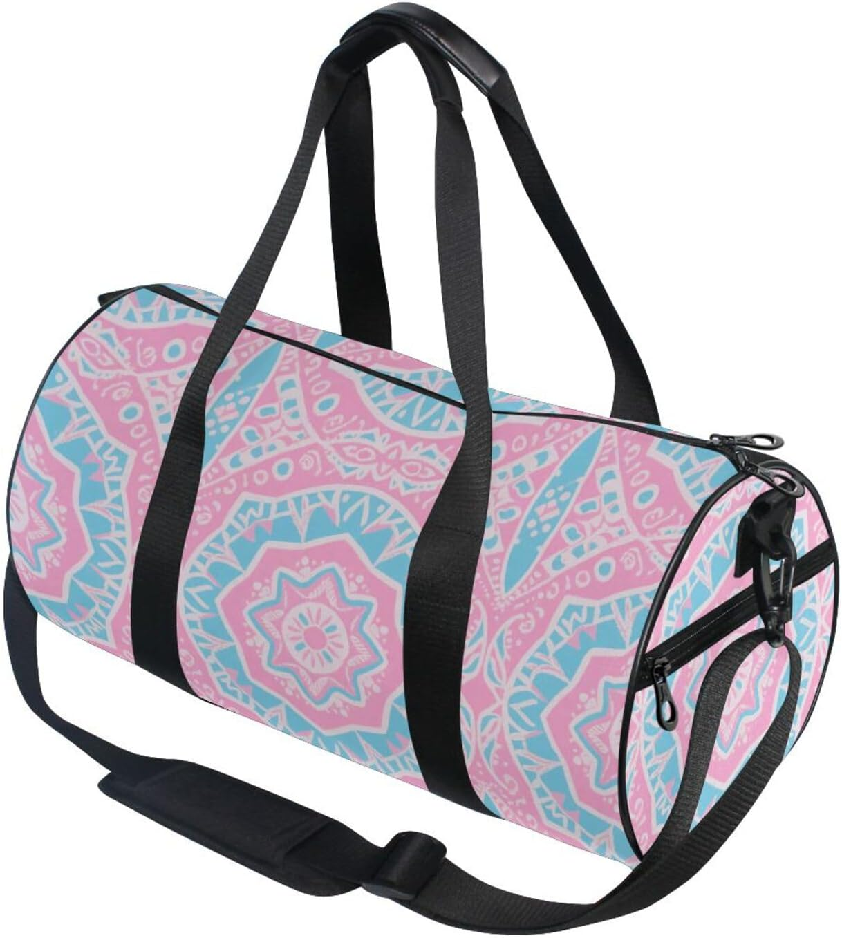 Boho Pink Blue Vintage Flowers Luggage Travel Bag Gym Carry on Duffel Bags Hiking Large Capacity