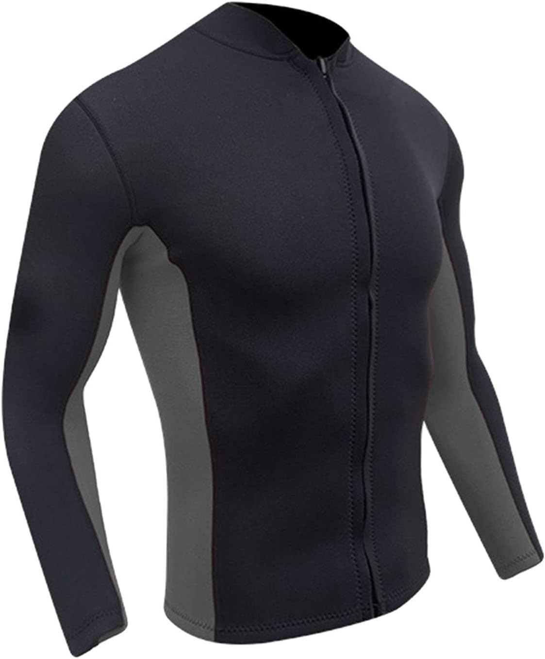 Men Wetsuits Tops 2Mm Neoprene Long Sleeve Surfing Swimming Front Zip Jacket Keep Warm for Water Sports