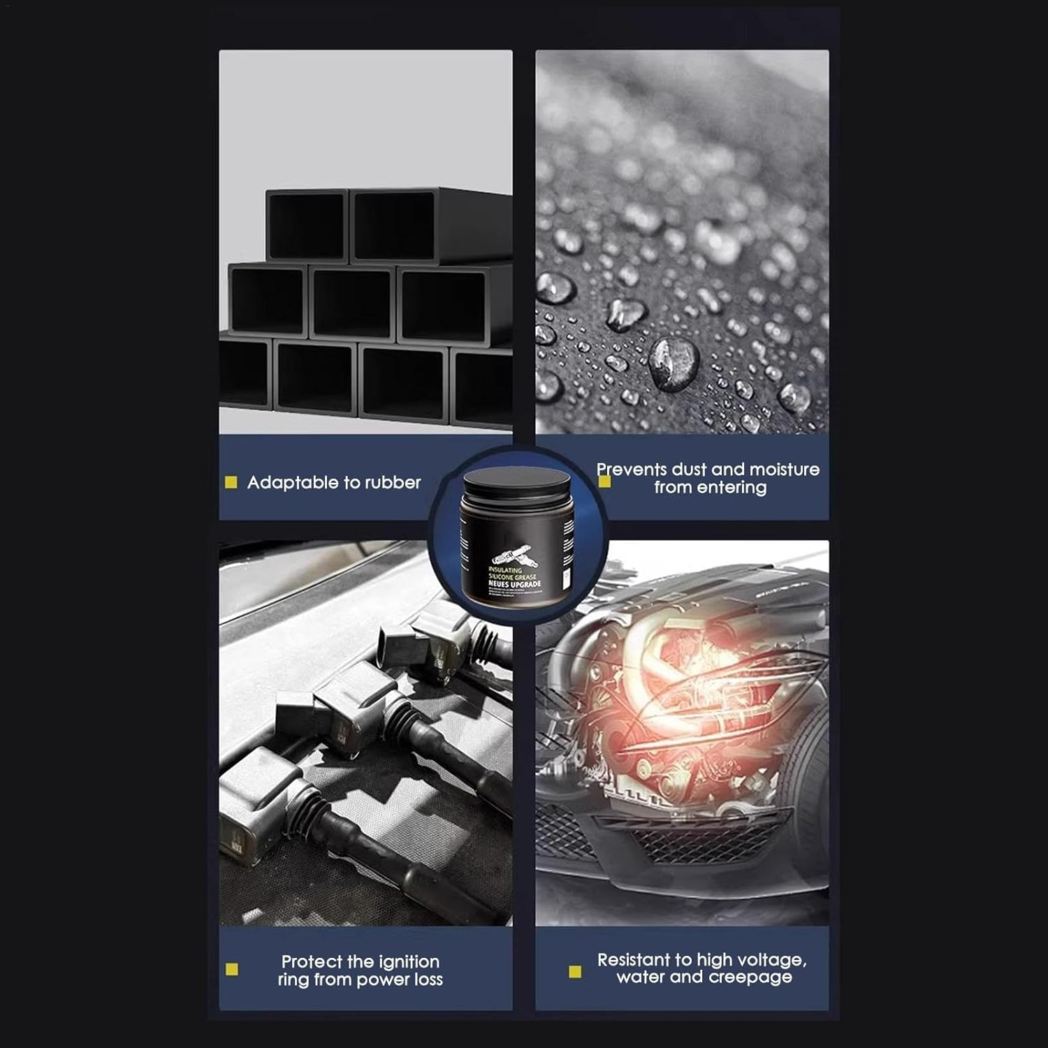 Automotive Electrical Grease,Automotive Seals Lubricating Spark Plug Grease - Heat-Resistant Lubrication, Waterproof with Brush for Car & Marine Electrical Connectors image number 1