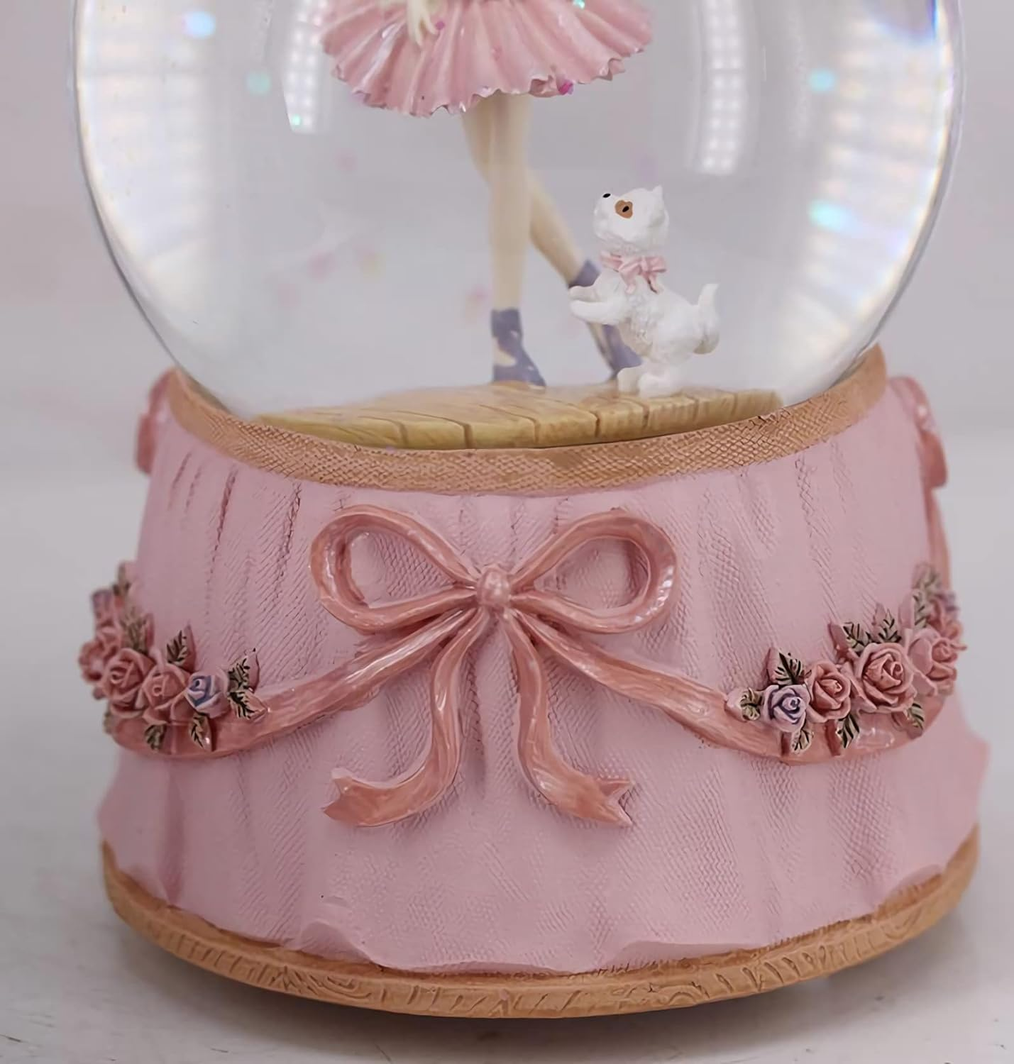 Ballerina Snow Globe Plays Swan Lake Ballet Tune,Christmas Music Snowglobes Ballet Recital Gifts (Dancer with Puppy) image number 4