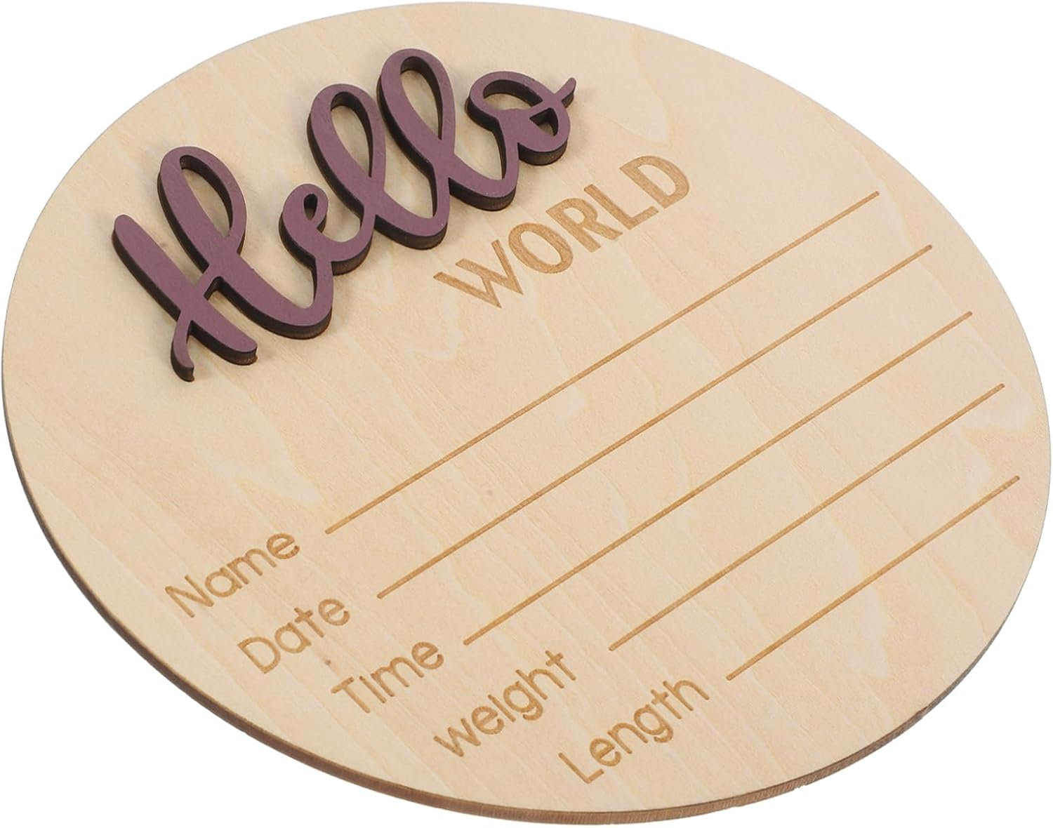 Wooden Birth Announcement Sign for Newborn round Baby Name Sign for Photography Prop Made of Natural Wood for Baby Shower and Keepsake image number 1