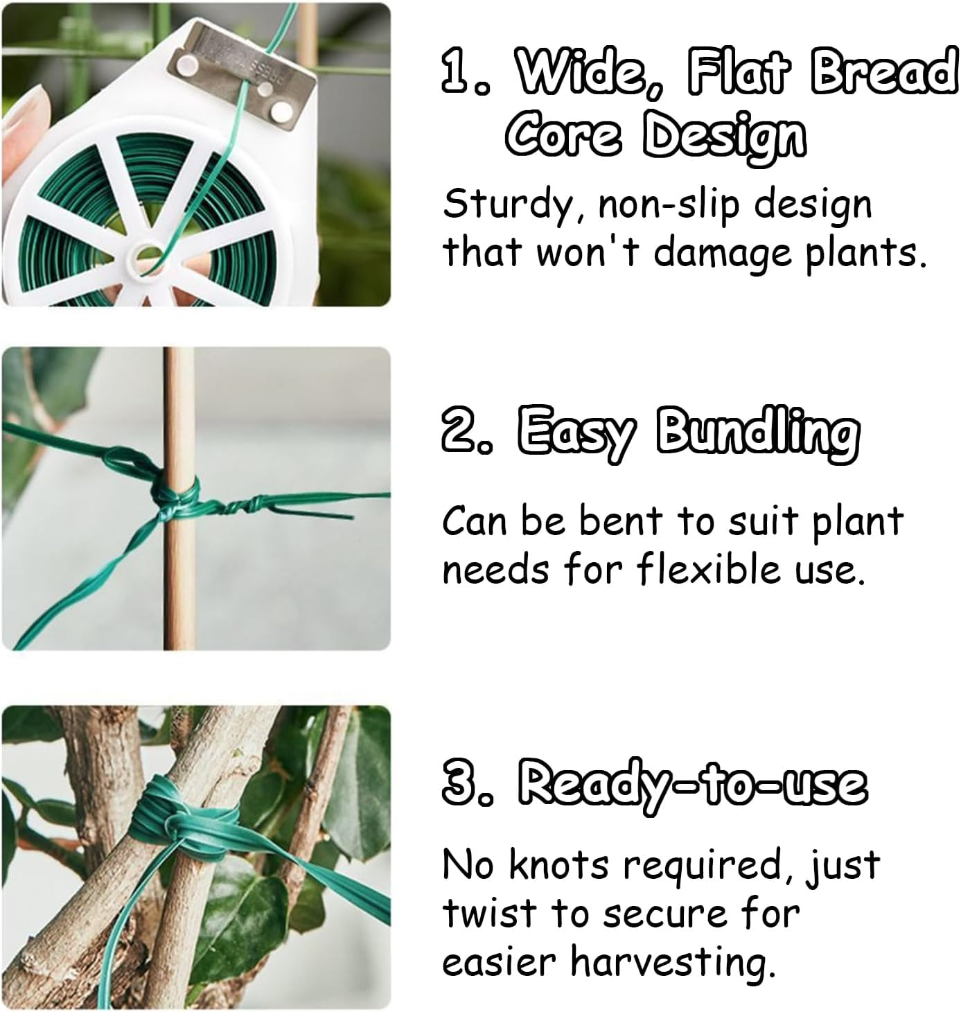 Taoluwin 100M Garden Plant Ties, Twist Ties with Built-In Cutter, Reusable Wire Ties for Plants, Garden Wire Supports, Vine & Shrub Ties, Home Cable Organizer image number 1