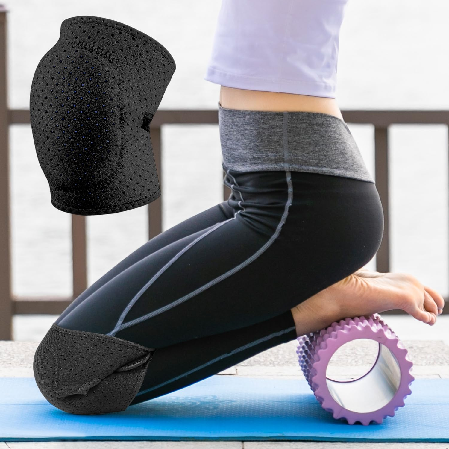 Knee Pads for Work & Sports - Thick Sponge Cushion, Anti-Slip & Collision Avoidance Design - Breathable Adjustable Knee Protector for Running, Cycling, Dance, Gardening - Men/Women (Black)