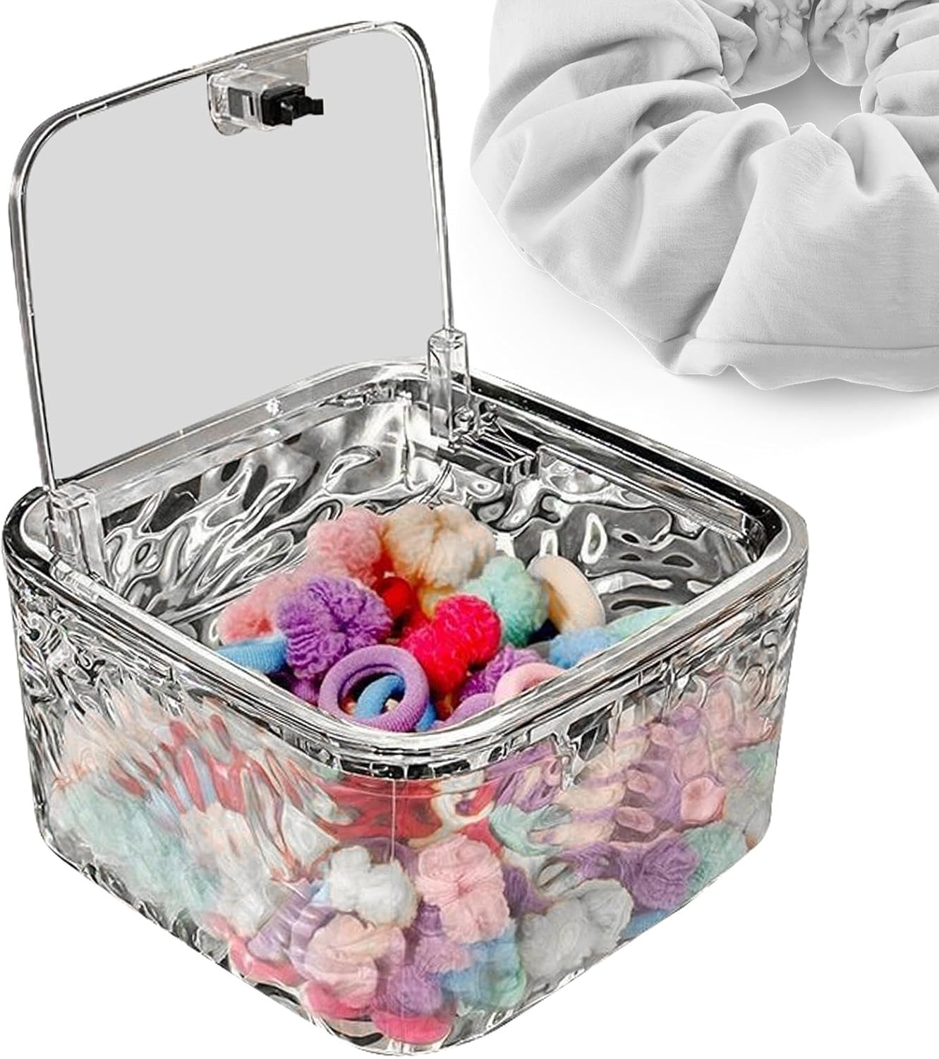 Hair Accessories Storage Container | Clear Hair Tie Organizer | Hair Accessories Holder, Tool Box with Lid, Hair Containers for Headband Bows Hair Clip