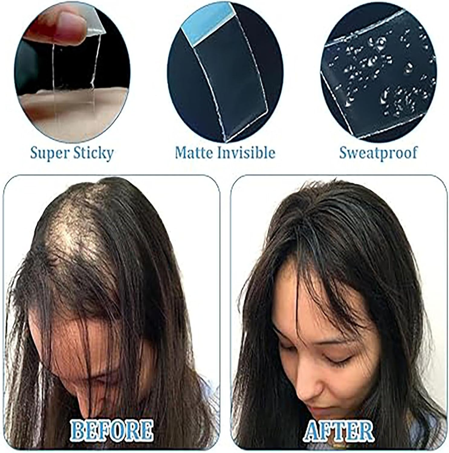 SYGELER Professional Wig Adhesive Tape 36Pcs - Medical Grade Double-Sided Lace Tape with Ultra Hold (72Hrs), Waterproof & Sweat-Proof for Wigs/Hair Extensions, Sensitive Skin Safe (Translucent Blue)