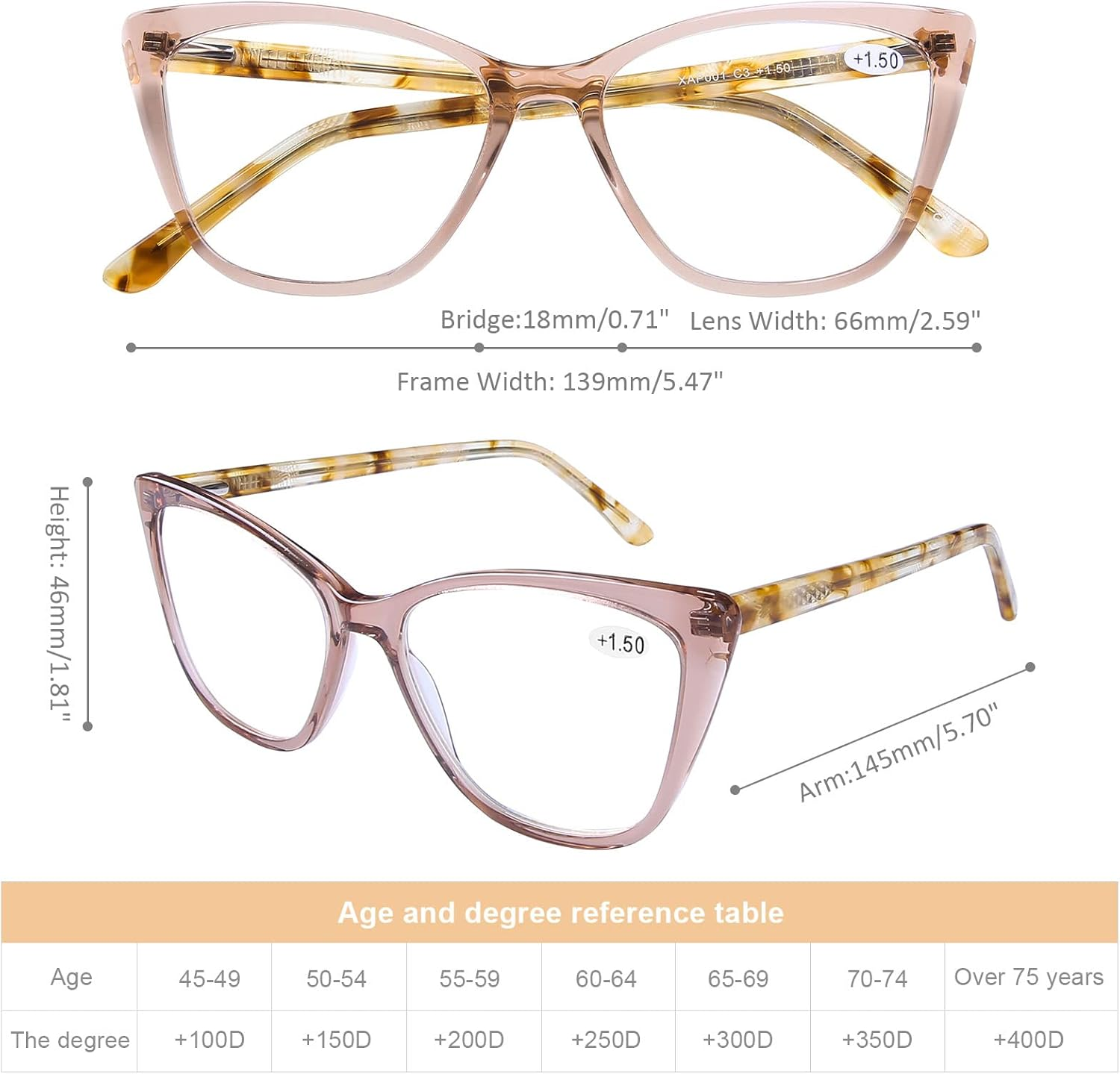 Doovic Computer Reading Glasses Blue Light Blocking anti Eyestrain Fashion Cat Eye Spring Hinge Readers for Women 2.0 Strength image number 7