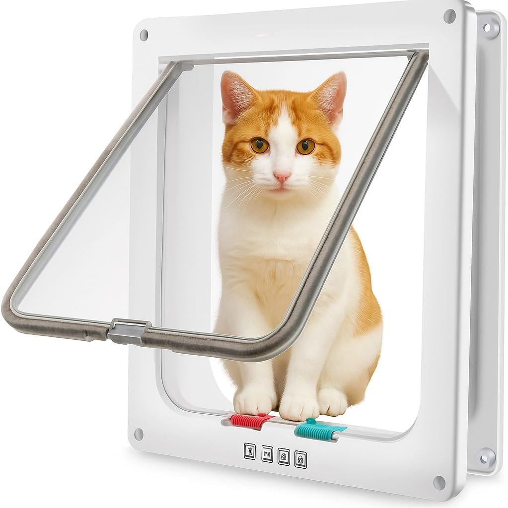 YAKESD Convenient Cat Flap Door for Interior Doorssafety,Pet Door with 4 Way Lock, Waterproof Pet Door Kit Ideal for Kitten & Small Dog (XL) image number 6
