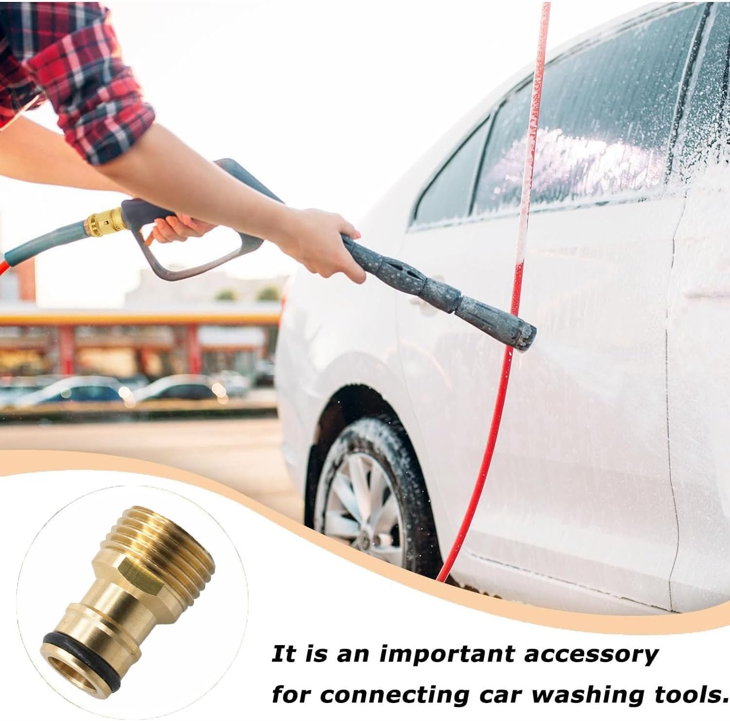 1Pcs Brass Garden Quick Hose Adapter (1/2" Outer Male Head) Brass Garden Hose Quick Connect Fittings Garden Hose Connector for Lawn& Garden Washing Cars Watering Plants image number 2