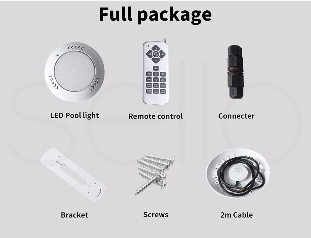 EMITTO 12-32V 30W Resin Filled Underwater LED Swimming Pool Lights,7 RGB Light Colour with 16 Lighting Mode,Ip68 Waterproof Spa Lamp,3000K-6500K,For Indoor Outdoor Swimming Pool image number 1