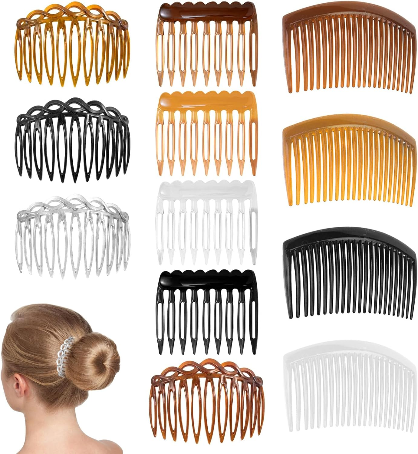 Comb Clip, Small French Comb, Hair Combs, 12 Pieces Plastic Teeth Hair Combs, Accessories for Women Bridal Wedding Veil Girls Thick and Fine Hair, Plastic Hair Twist Decorative Comb. image number 5