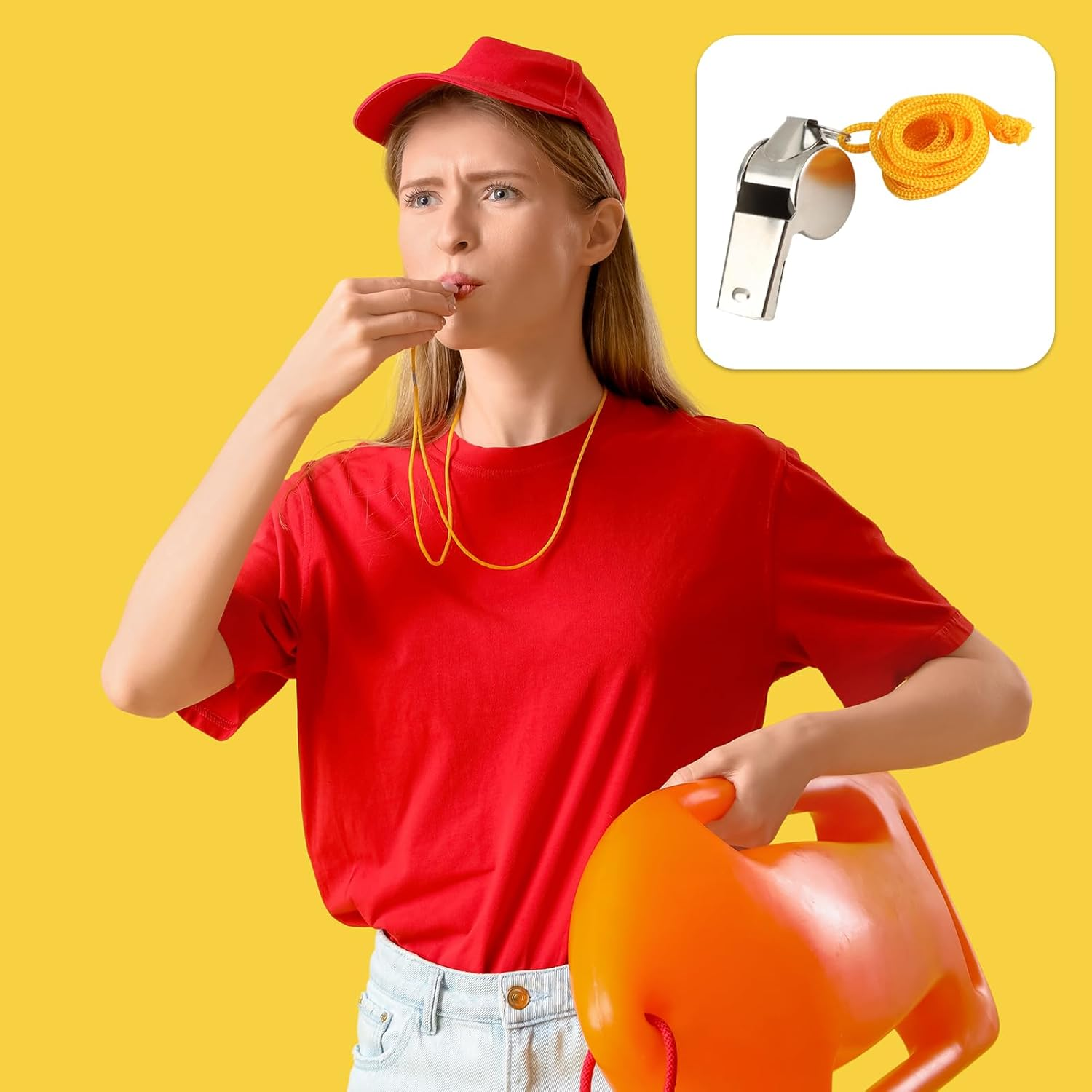 3Pcs Stainless Steel Referee Whistle with Durable Lanyard Producing Loud Crisp Sound for Sports Training Coaching Outdoor Games Fitness Hiking Camping Survival Emergency Durable Metal Whistles image number 5