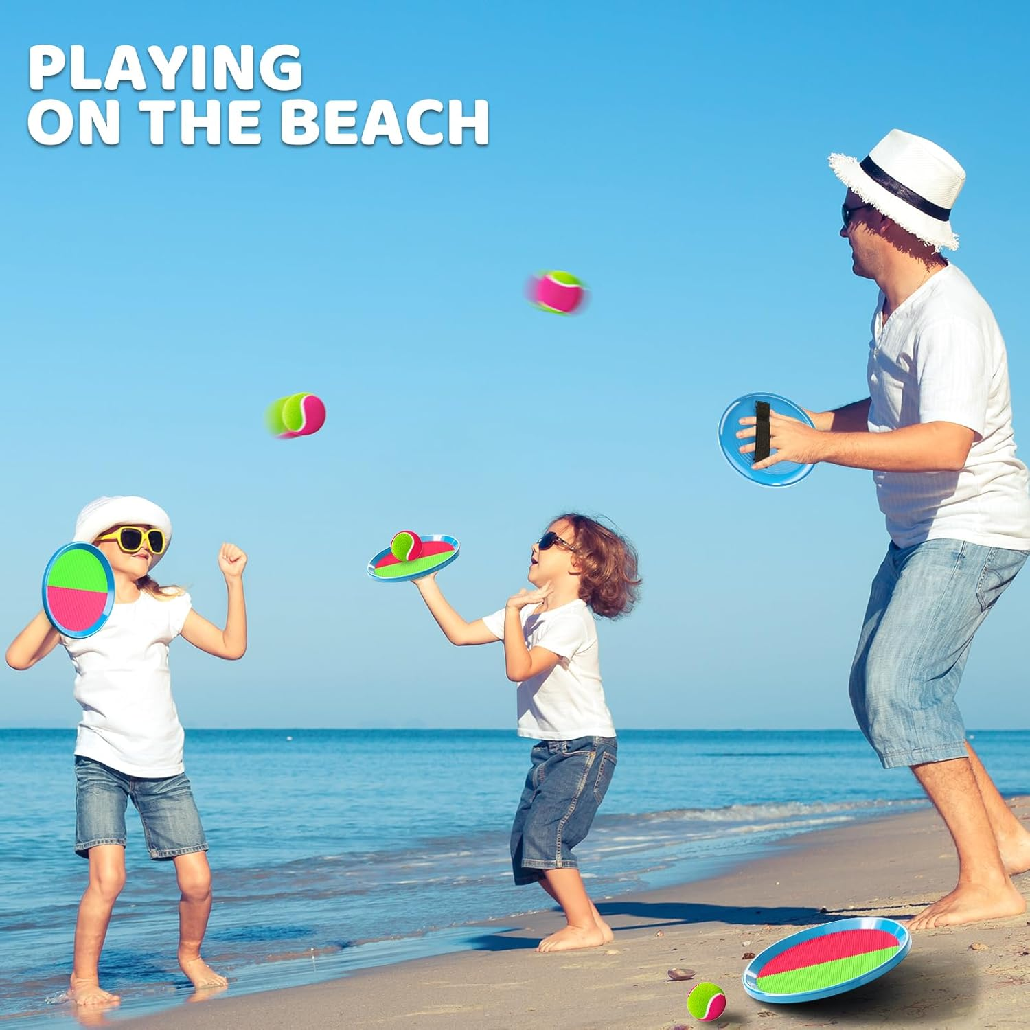 Ci Vetch Throwing and Catching Game for Children from 3 Years, Velcro Ball Game with Paddles & Balls, Outdoor Toy for Garden, Beach & Park, Fun for Children and Adults image number 3