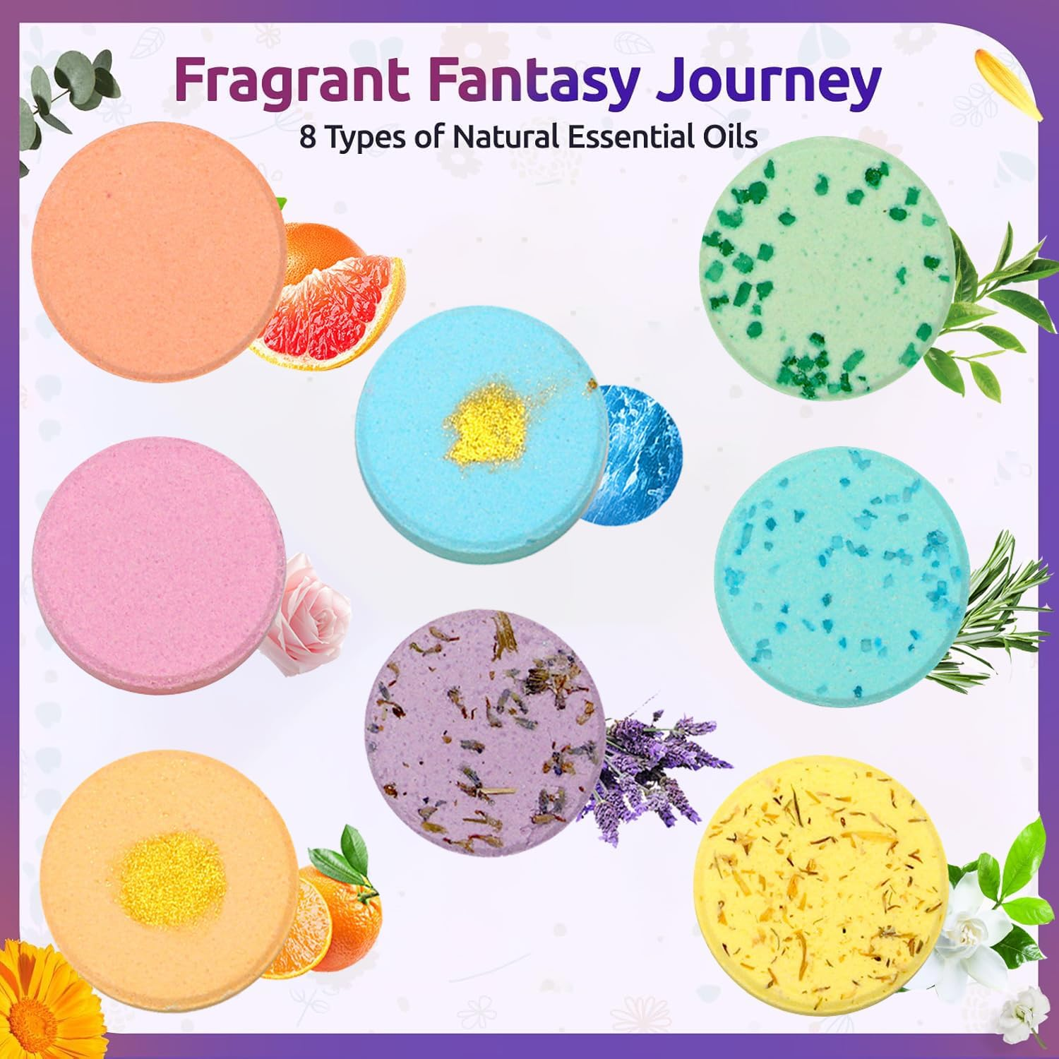 8 Pack Pure Essential Oil Shower Steamers | Aromatherapy for Stress Relief & Home Spa Relaxation | Elegant Gift Box - Perfect for Mother'S Day, Birthday, Valentine'S Day image number 5