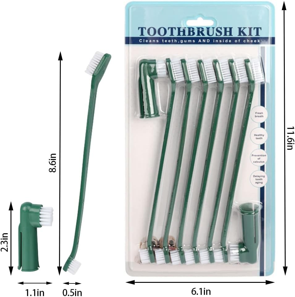 Pet Toothbrush Set Double Head Dog Toothbrush Oral Cleaning Dog Toothbrush Finger Toothbrush Pet Supplies Dog Toothbrush Set 8 Double Head Dog/Cat Toothbrush Cleaning Pet Teeth Convenient Toothbrush image number 4