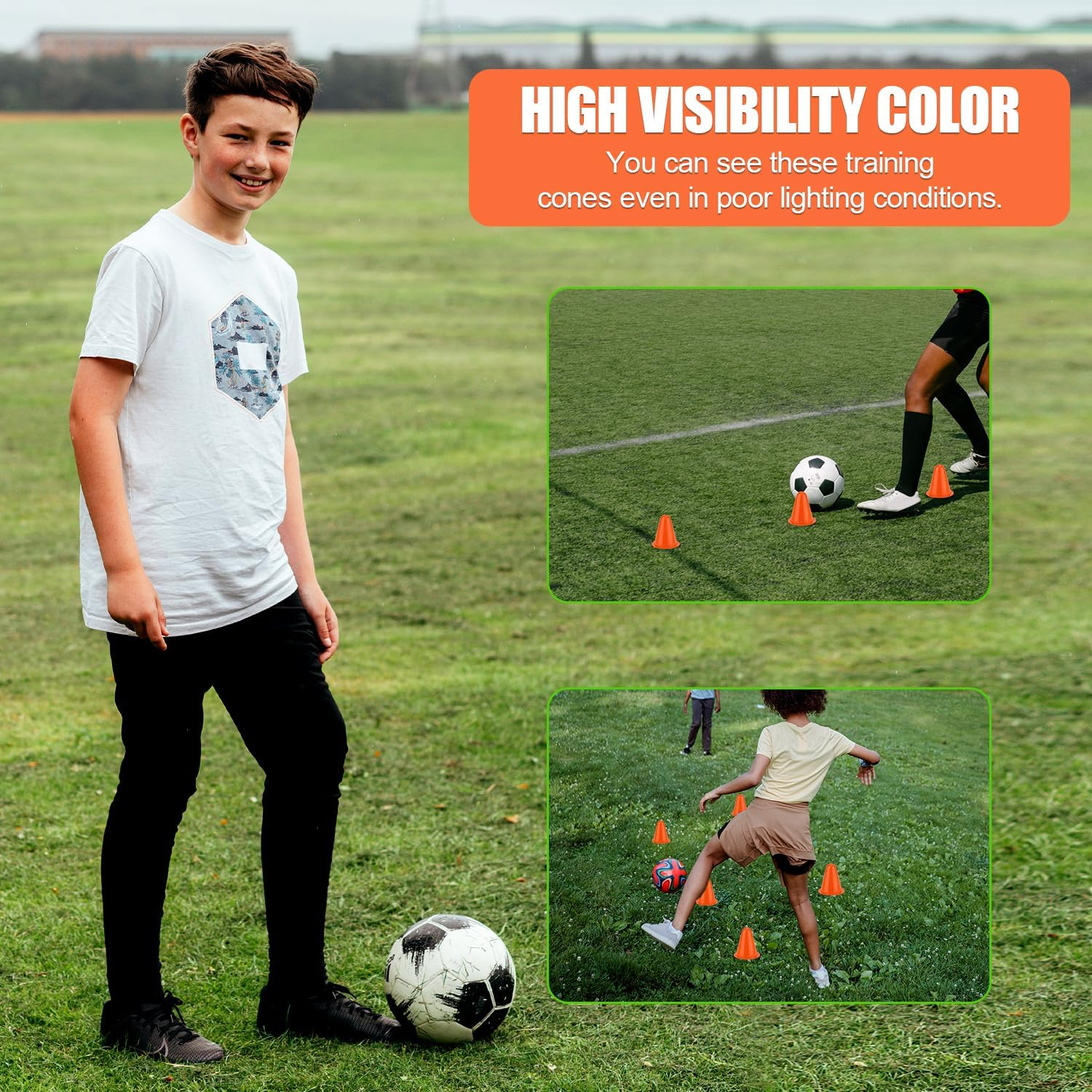 XIHIRCD 20Pcs Soccer Cones, 3.15 Inch Mini Practice Cones Sports Cones Field Markers Cones Basketball Cones Training Cones for Outdoor Indoor Basketball Football Footwork Training - Orange image number 4