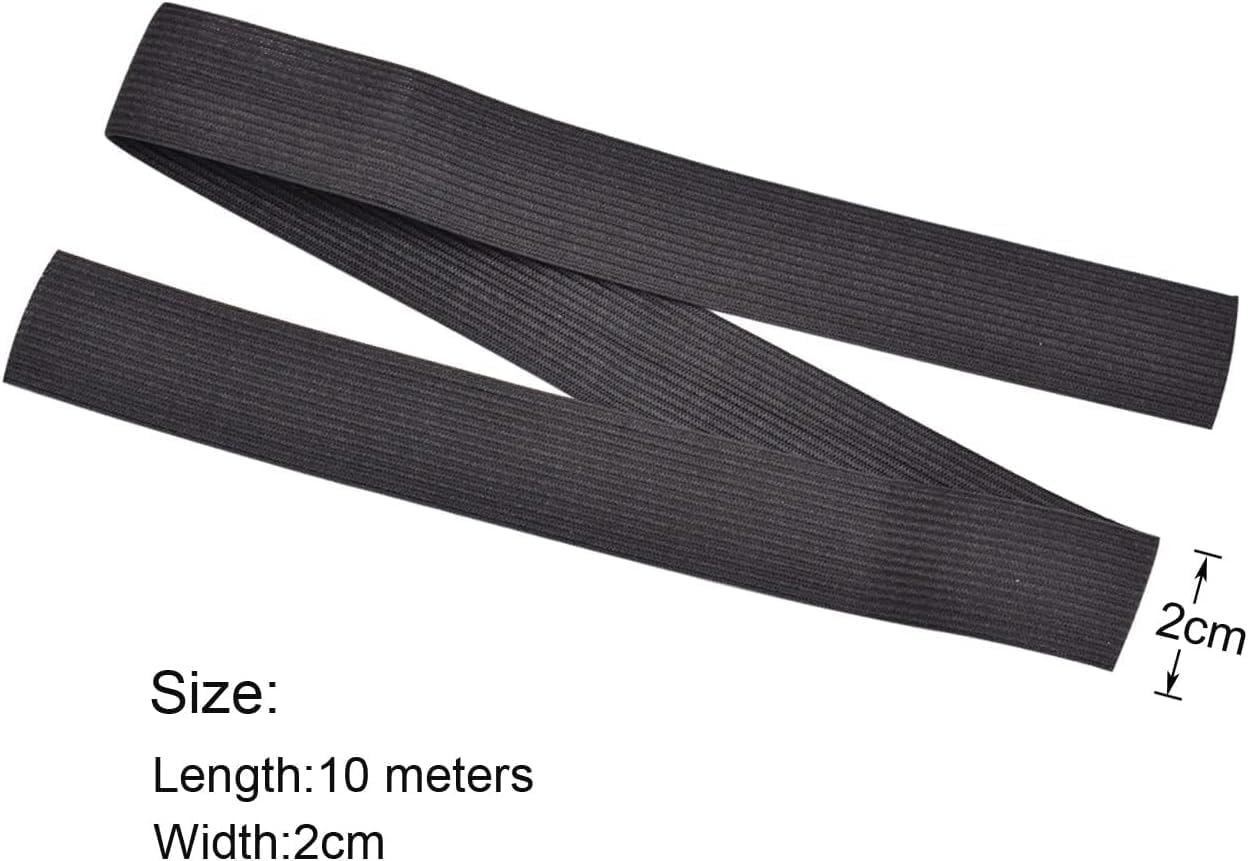 Sewing Elastic Bands,10 Meters Length & 2CM Wide High Elasticity Knitting Elastic Band,Elastic Sewing Band Suitable for Underwear,Pants,Sportswear,Skirts,Wigs & DIY Projects (Black) image number 2