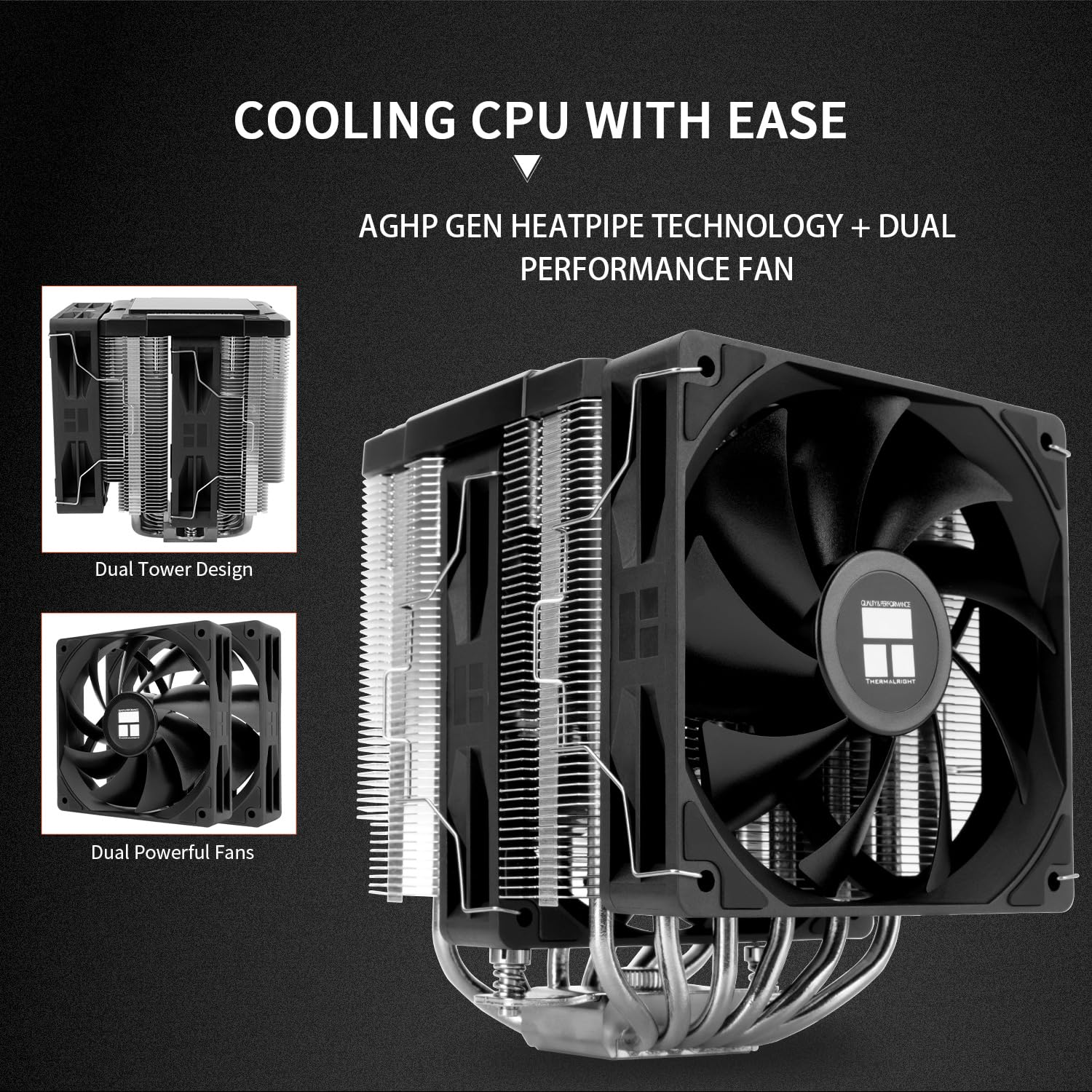 Thermalright Peerless Assassin 120 Digital Black CPU Cooler, Double Towers and Double Fans Cooling, CPU Air Cooler, Digital Screen Top Cover, for Am4/Am5,Intel LGA1851/1700/115X/1200 image number 4